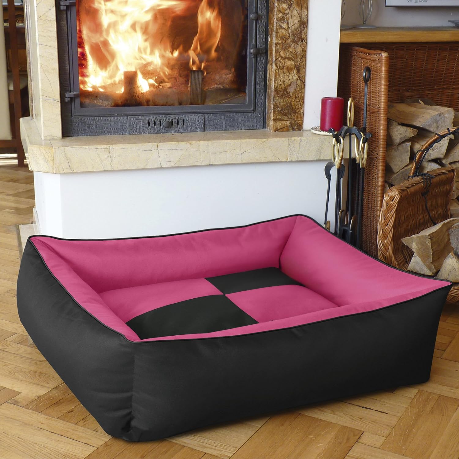 BedDog® 2in1 Max Quattro Nero/Rosa XL, 100x85 cm, Letto per Cane M Fino a XXXL, 9 Colori, Cuscino, Divano, Cestino per Cane