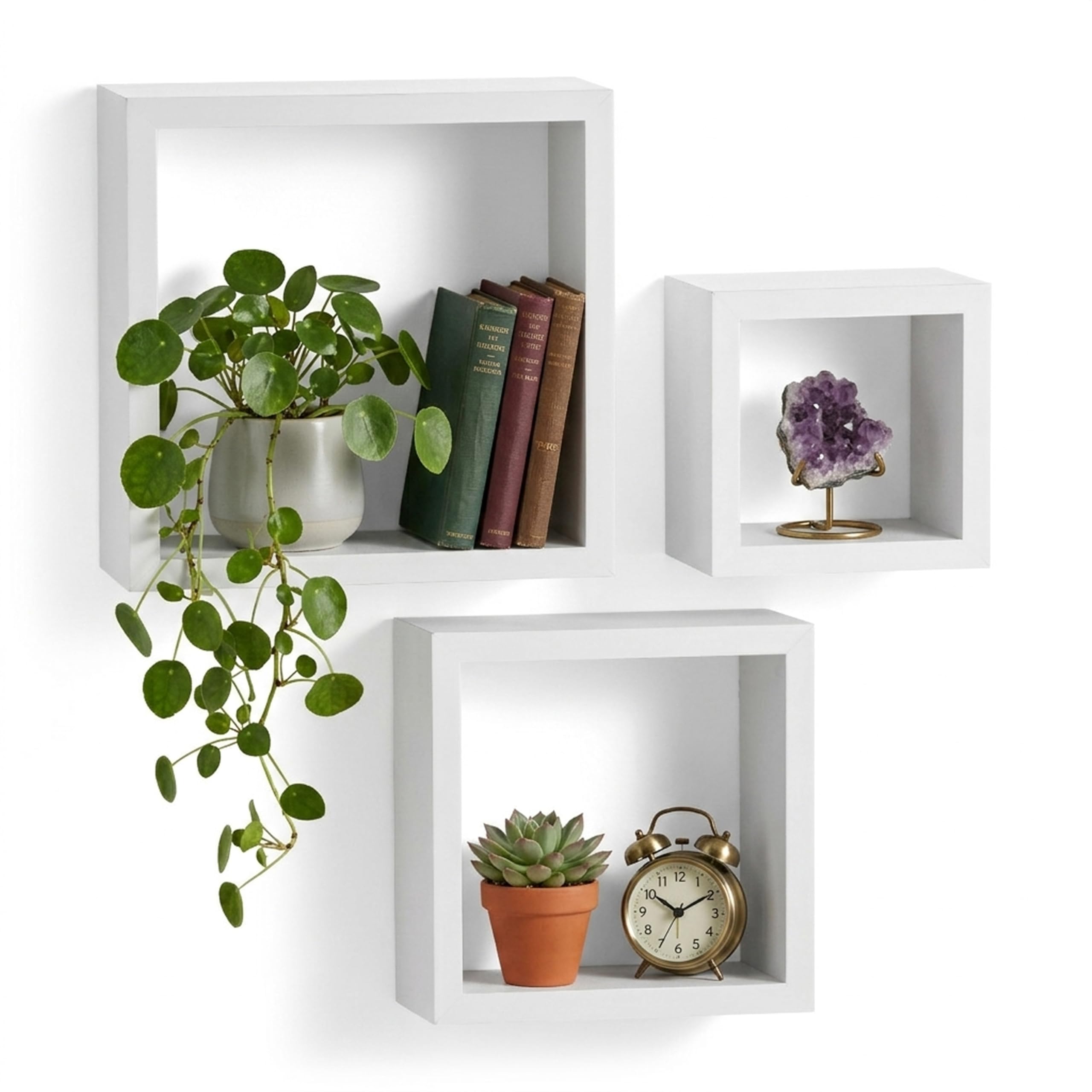 Premier Housewares Interiors By Premier Set Of 3 White Mdf Wall CubesFloating Storage Shelves With Pvc CoatingIdeal For Displaying Ornaments from B&Q