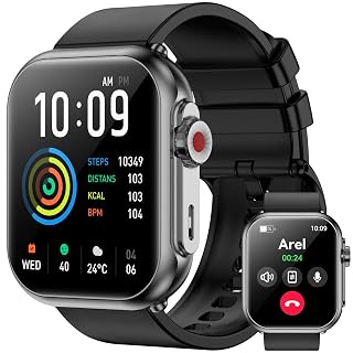 Smart Watch for Men Women, 1000mAh Battery 100-Day Standby Time, 1.85" HD Screen Fitness Tracker, 110+ Sport Modes, IP68 Waterproof, Heart Rate/Sleep Monitor, Fitness Watch for Android/iPhone(Black) - Amazon product rated Grade A