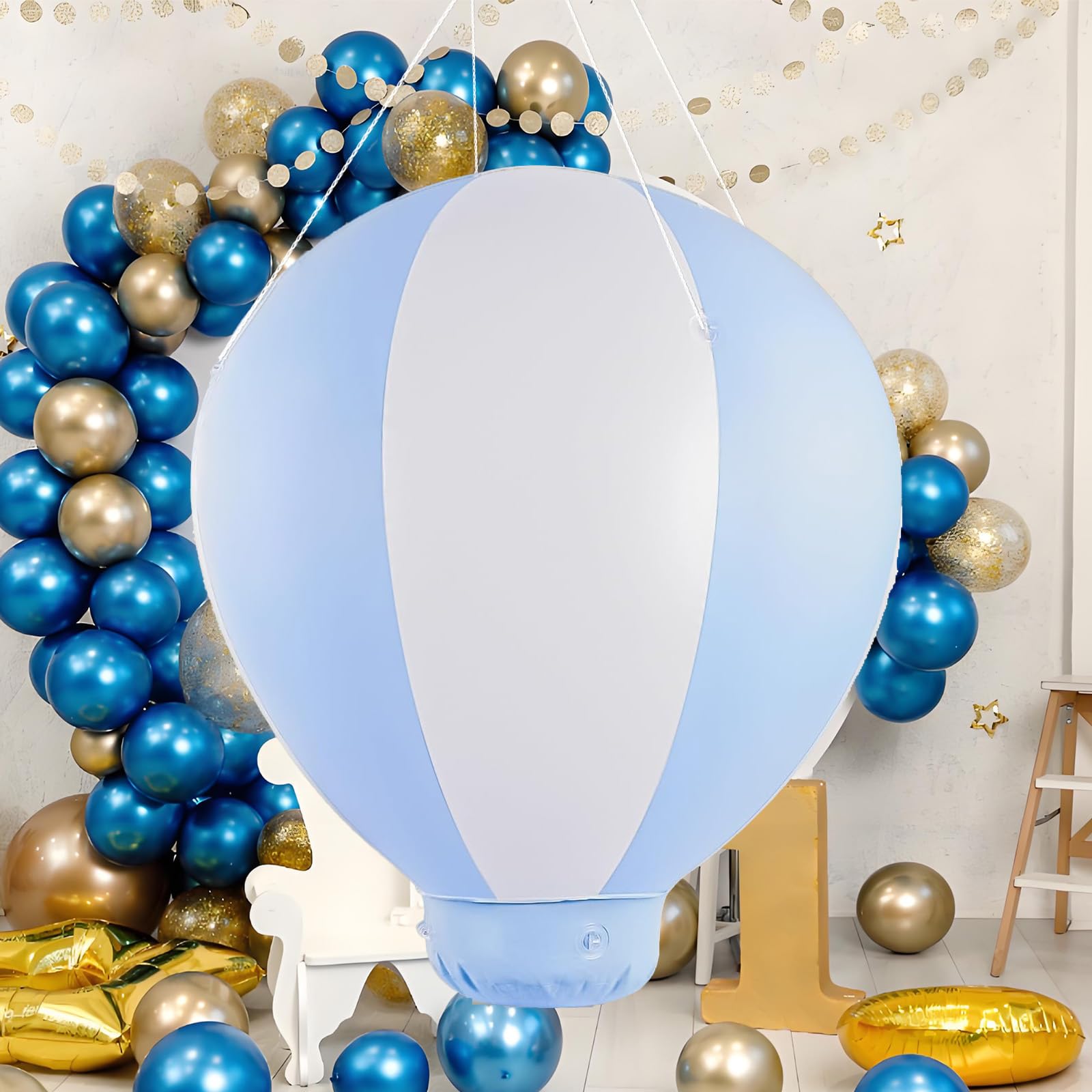 Toggloo 3FT Hot Air Balloon Decorations, Hot Air Balloon with Air Pump for Girls Boys Baby, Birthday Wedding Exhibitions, Blue