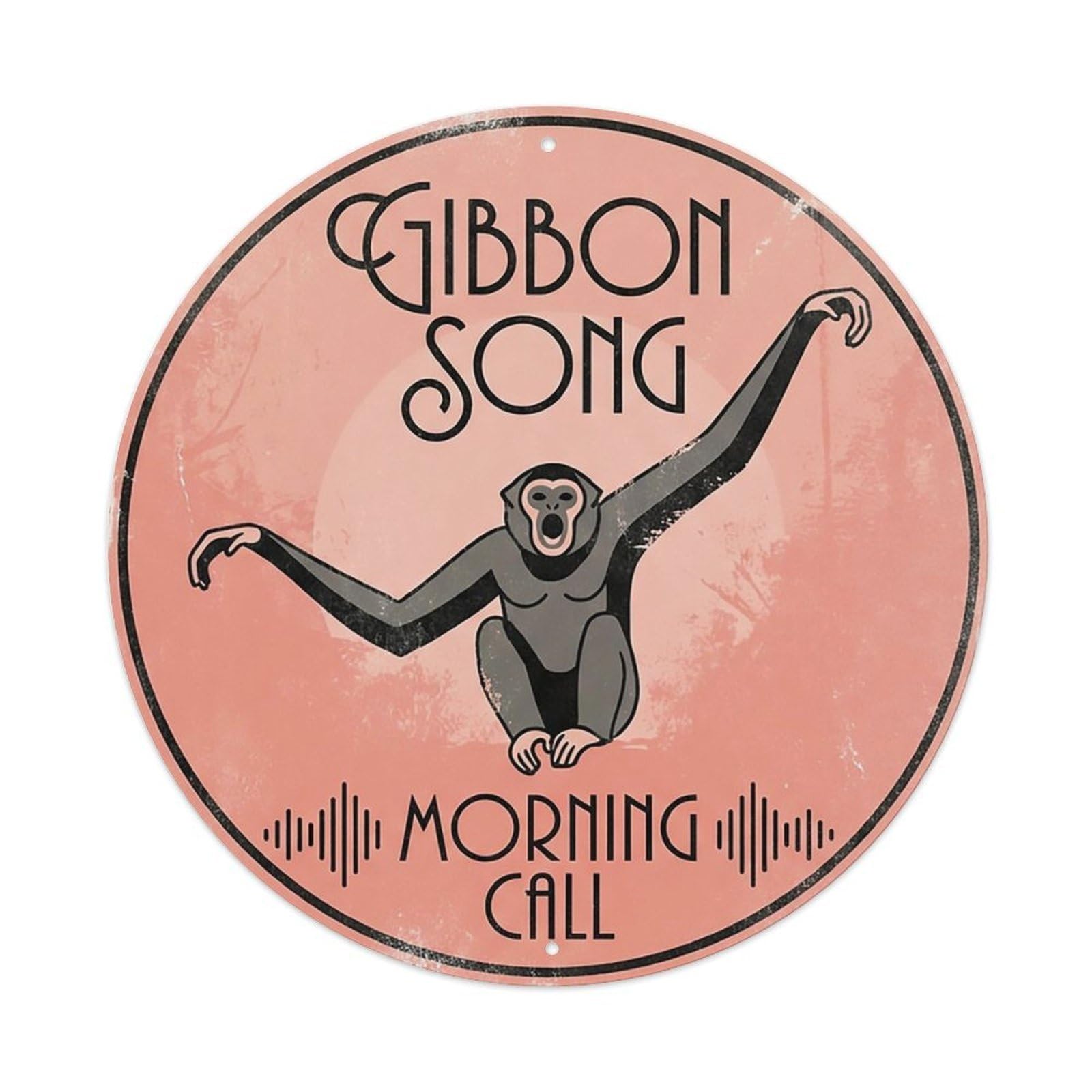 Cxhjca 8X8inch(20X20cm) Gibbon Song Morning Call Metal Tin Sign