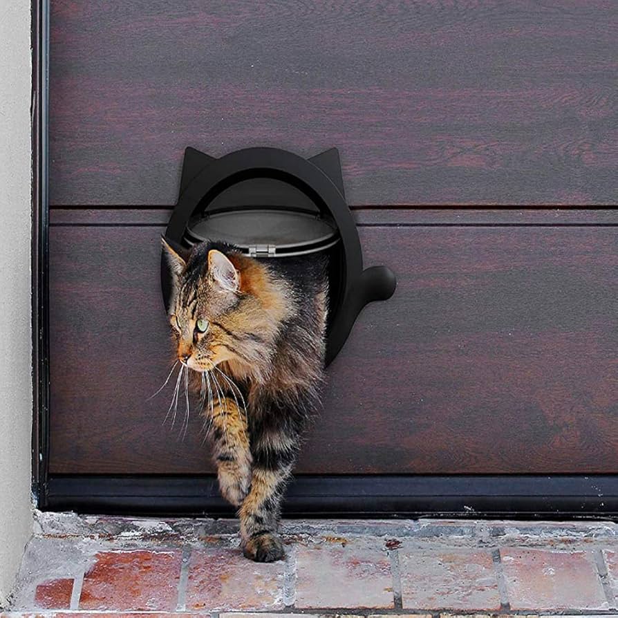 Amazon.co.jp: 猫扉 猫出入り口 4Way切替 かわいい猫頭デザイン