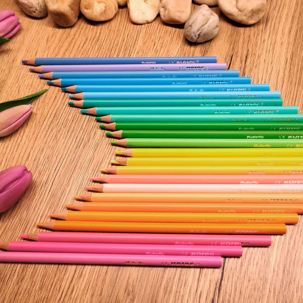 Kores Kolores Pastel - Matite Colorate 24 Pezzi | Tonalità Pastello Per Carta Chiara E Scura | Ideali Per Bambini E Artisti
