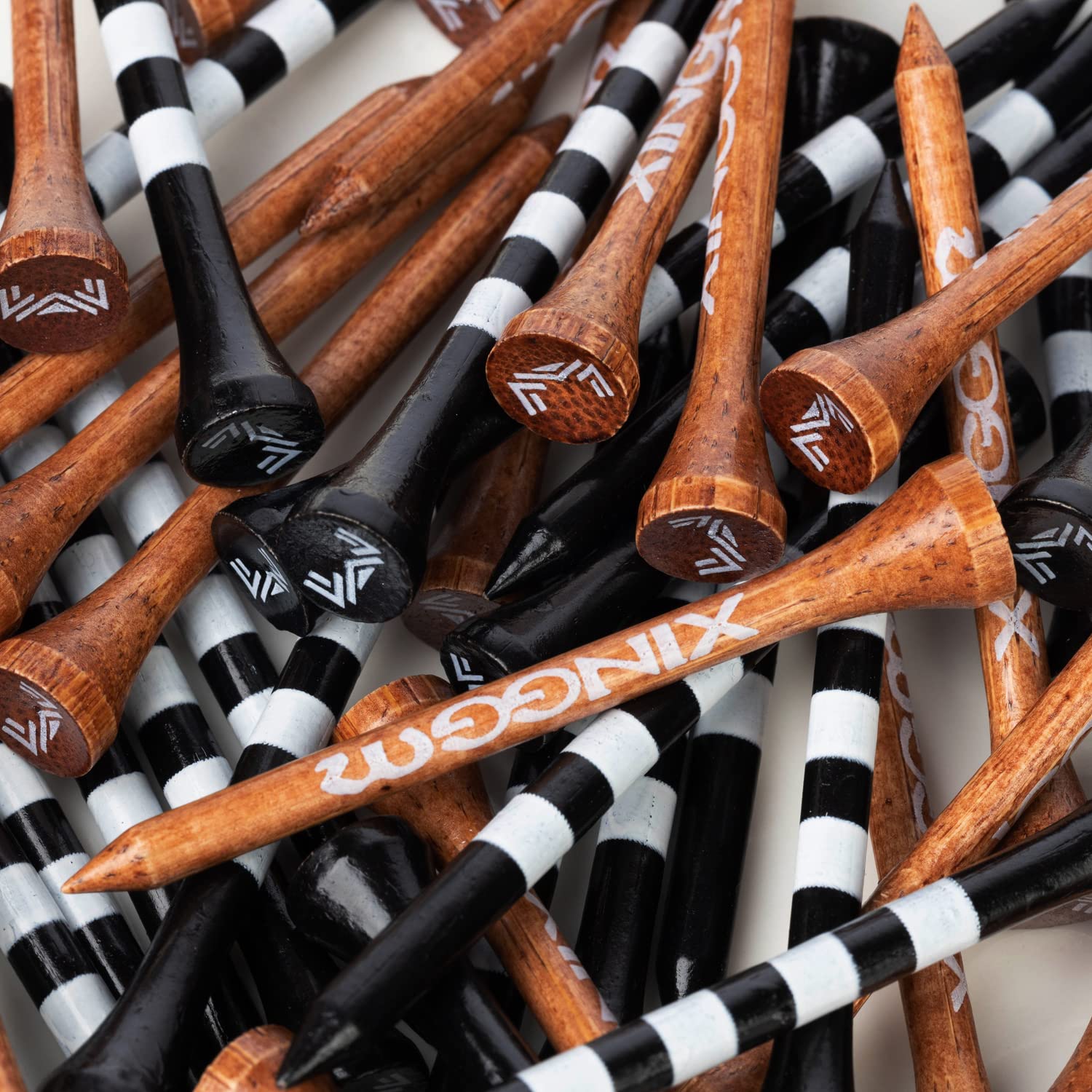 XINGGM Professional Bamboo Golf Tees 2 3/4 & 3 1/4 Inch | Pack of 50 Unbreakable Golf Tees,Reduce Friction & Side Spin