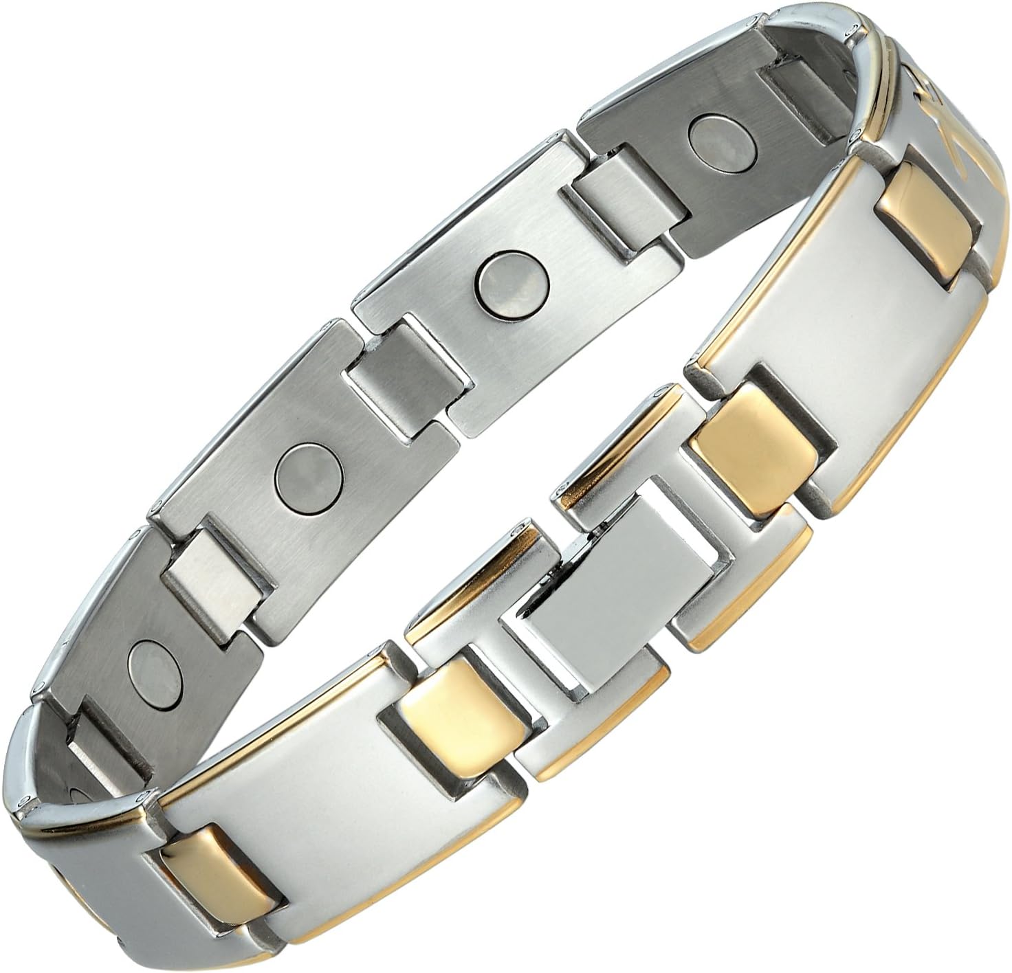 Urban Jewelry Baseball Men's Link Bracelet 316L Stainless Steel 9.05 inch Silver and Gold Tone Bangle - Image 3
