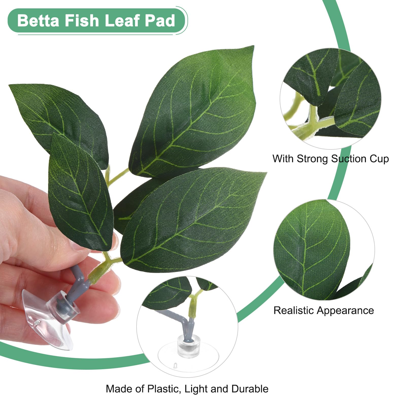 M METERXITY 3-Pack Betta Fish Leaf Pad, Hammock Plant Leaf Pad - Image 2