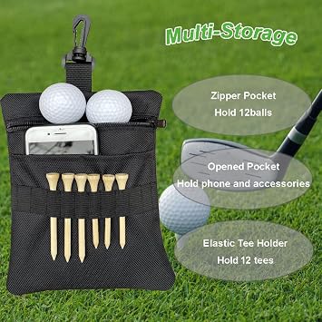 Golf Tee Pouch Bag, Zipper Golf Ball Bag, Accessory Pouch for Men