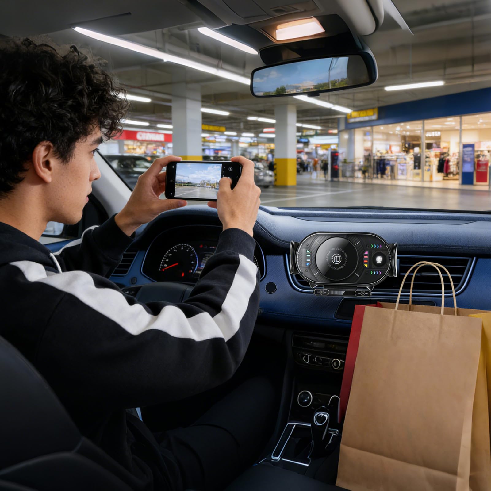 Supporto per cellulare da auto con caricabatterie, 15 W, pieghevole, girevole, ricarica rapida | Supporto di ricarica per smartphone in auto per bocchetta di ventilazione e la maggior parte dei veicoli