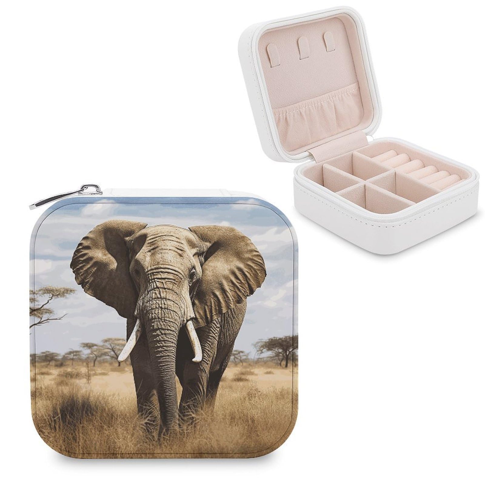 VstaDank Elephant Jewelry Box Beautiful Portable Ring Boxes Cute Large-Capacity Jewelry Case Jewelry Organizer for Mothers Gifts for Earrings Rings Hand Bracelet