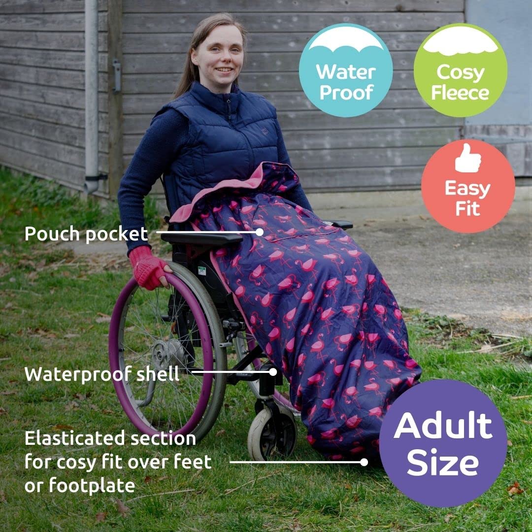 BundleBean - Housse douillette doublée en polaire pour fauteuil roulant (abeilles dorées) – Taille adulte 100 % imperméable – Housse de pluie pour les utilisateurs de fauteuil roulant, ajustement