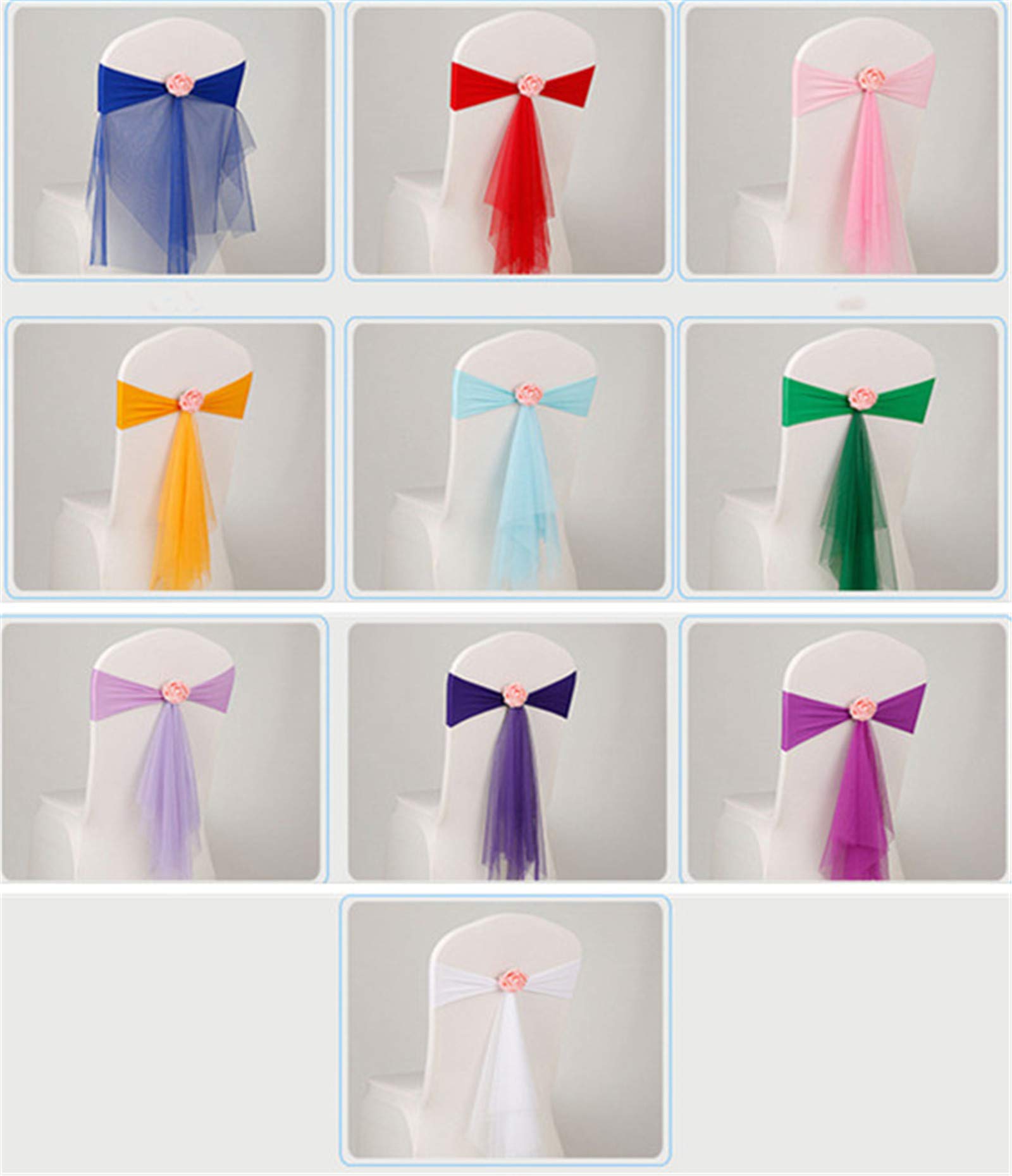 SWECOMZE Schleife Stuhlhussen Stuhl Schärpe Band Schleifenband Schleife Rose Dekorationen für Hochzeit Jahrestag Partys (Weiß,50 Stück)