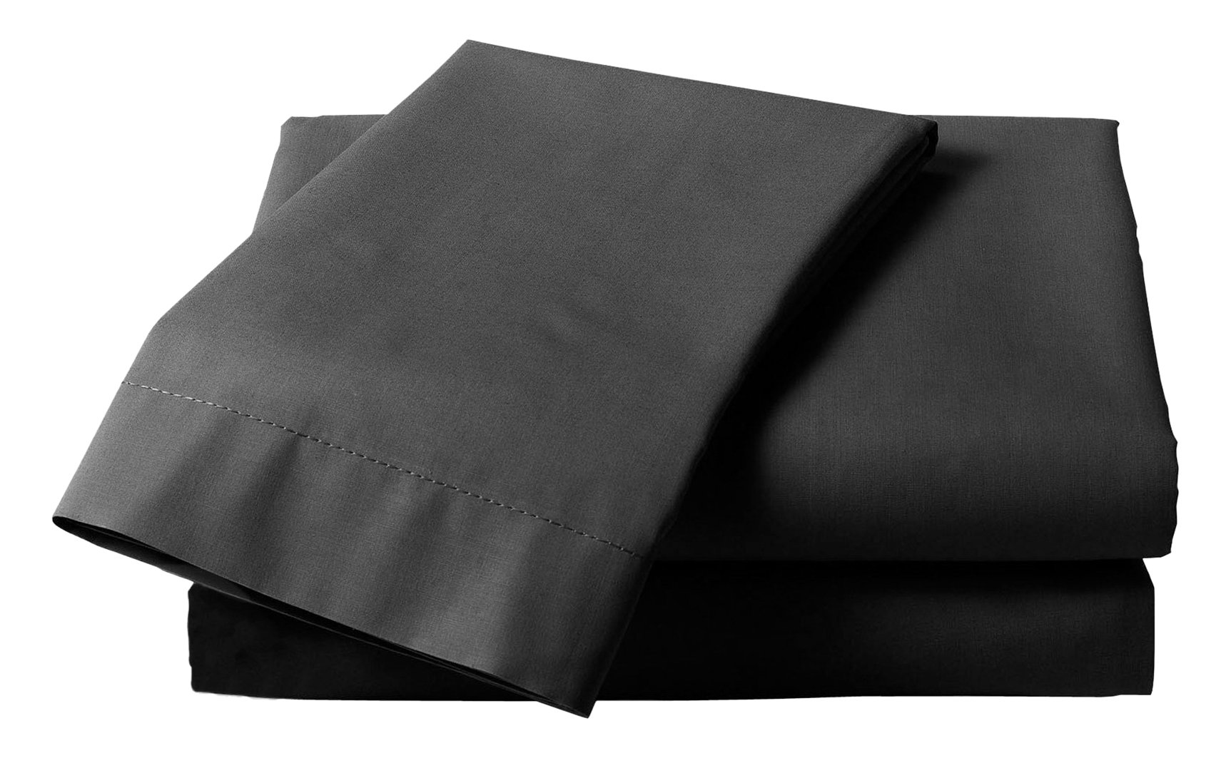 Just Contempo Plain Percale Fitted Sheet, Single, Black