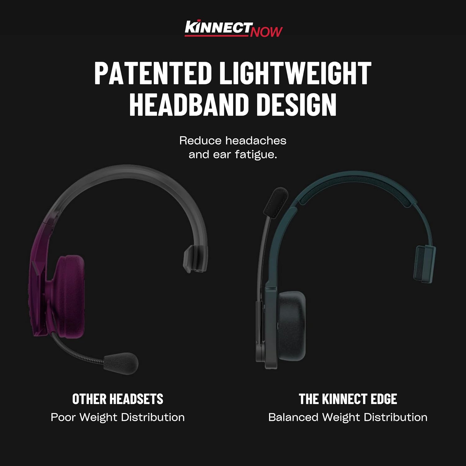 Kinnect Edge Bluetooth Wireless Headset with Microphone – Ideal for Remote Work, Long Battery Life, Noise-Canceling, Comfortable Fit, Compatible with iOS & Android - Image 5