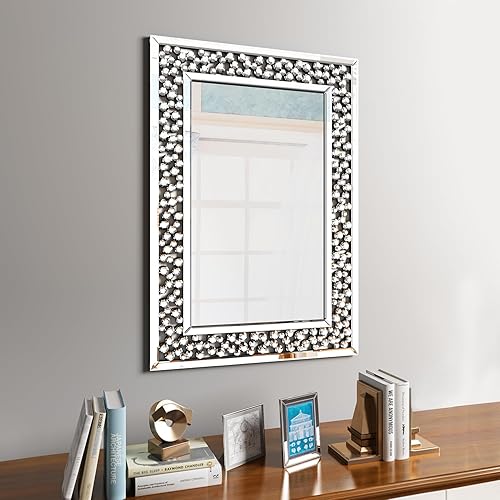 Miniatura 4 de KOHROS Espejo de diamante para pared, 36 x 24 pulgadas, espejos de pared decorativos rectangulares para sala de estar, baño, dormitorio, entrada,