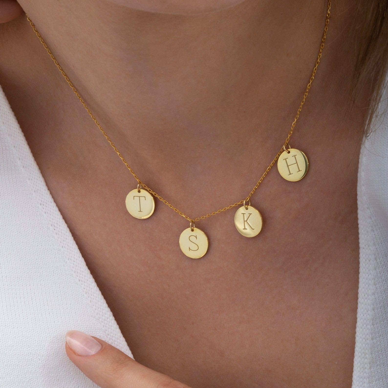Personalizzato argento sterling disco collana iniziale ciondolo su misura gioiello
