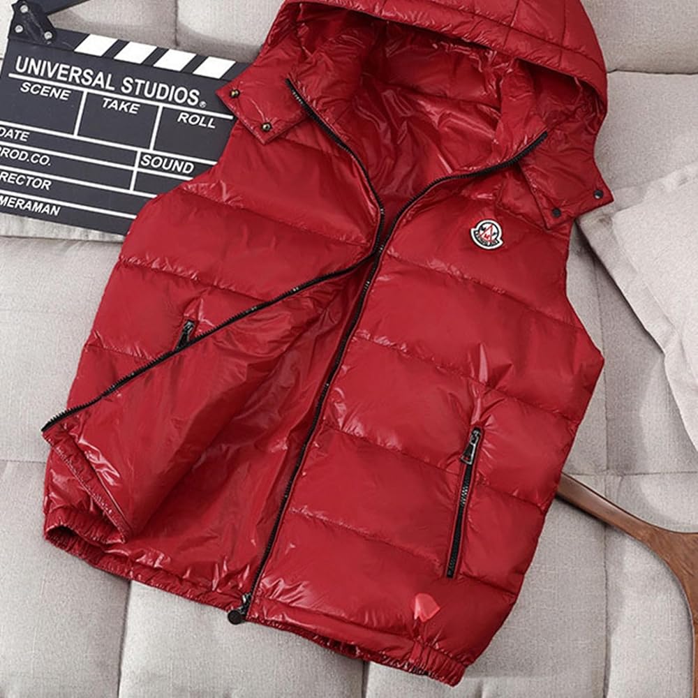 Amazon | [Vihana] エナメル 光沢 中綿ベスト メンズ ホワイトダック