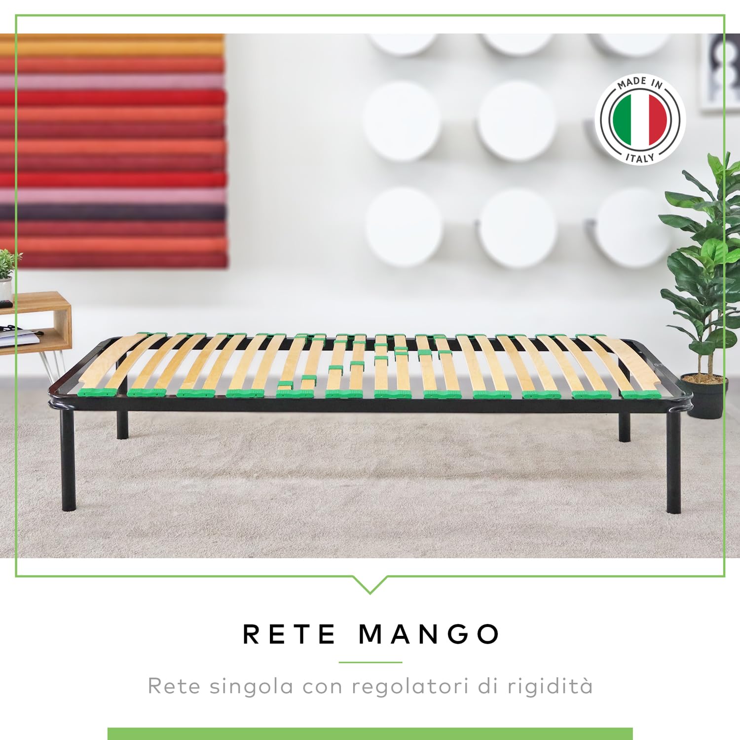 EVERGREENWEB Miglior Rete Letto Singolo 80x200 Alta 35 cm a 24 Doghe in Legno con Regolatori di Rigidità Ortopedica, Struttura Rinforzata in Ferro, Base da Incasso per Letto + Kit 4 Piedi Smontabili
