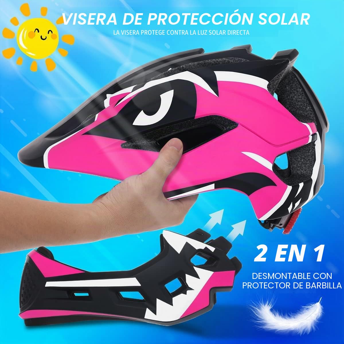 Casco Integral Niños Desmontable Casco de Seguridad Deportivo Casco Bicicleta Casco Bicicleta Niños Casco para Deportes para Niños Casco de Seguridad para Ciclismo Patinaje