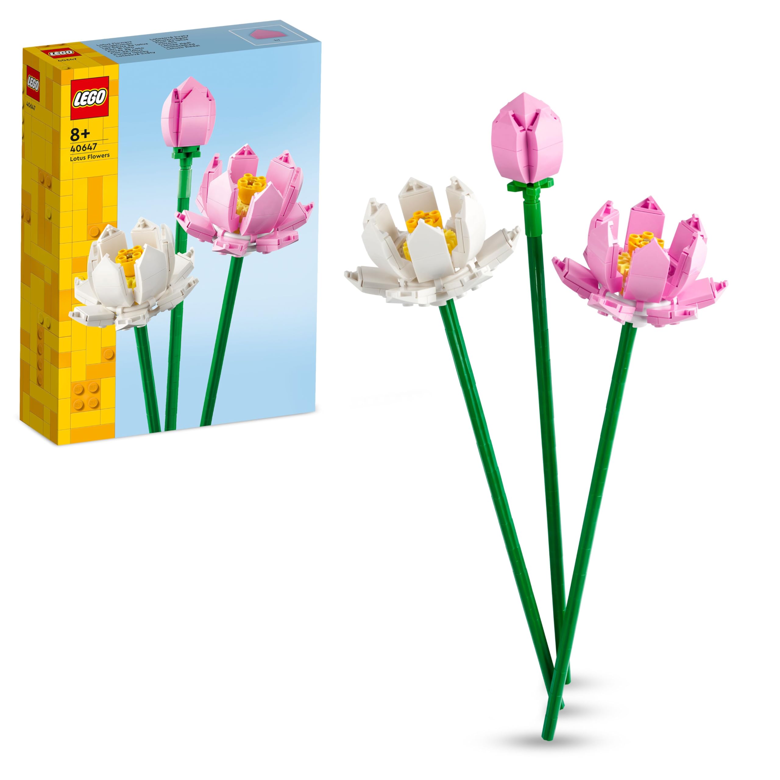 LEGOBotanicals Lotus Flowers - Faux Flower Bouquet Building Set for 8+ Year Old Girls and Teenagers - Great as a Gift for Mothers - Bedroom Decoration or Desk Decor - Botanical Collection - 40647