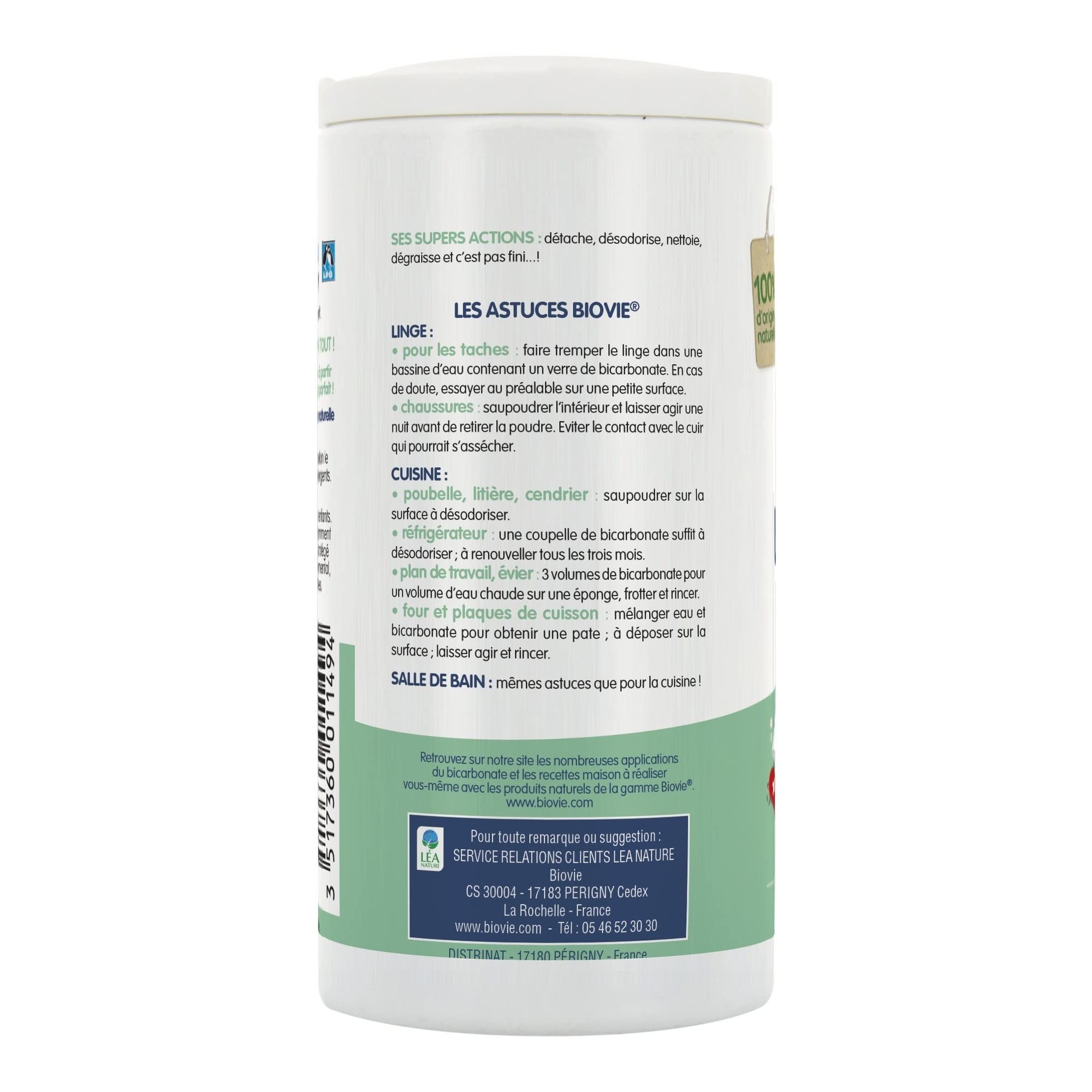 Biovie - Bicarbonate de soude, salière - Droguerie - Ecodétergent - Salière de 250g - Lot de 2