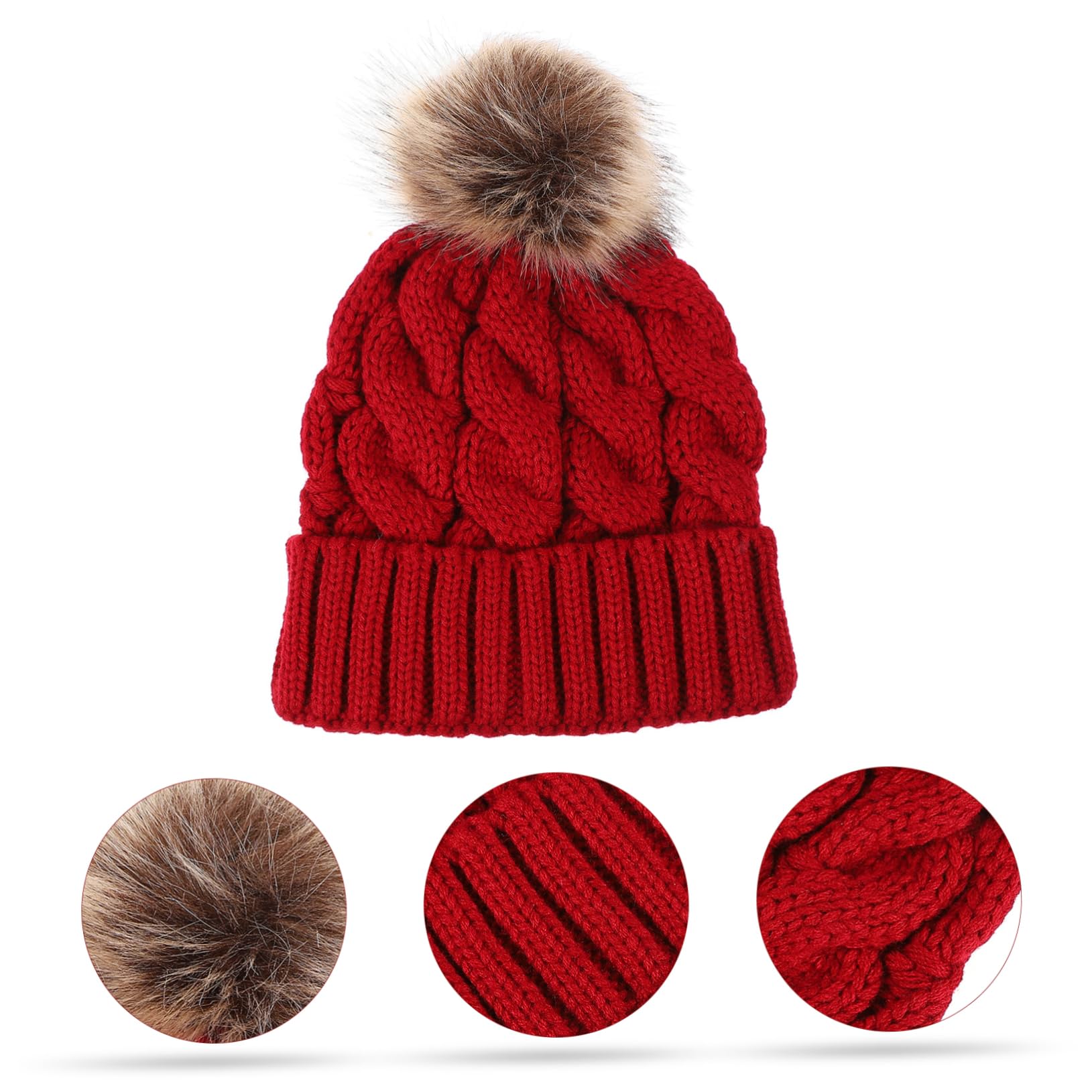 3 STK Wollmütze Mädchen Hut Damen Hüte Schachtelhalm Hüte Damen Und Mützen Hut Für Frauen Gestrickte Mütze Strickmützen Für Weibliche Strickmütze Wolle Rot