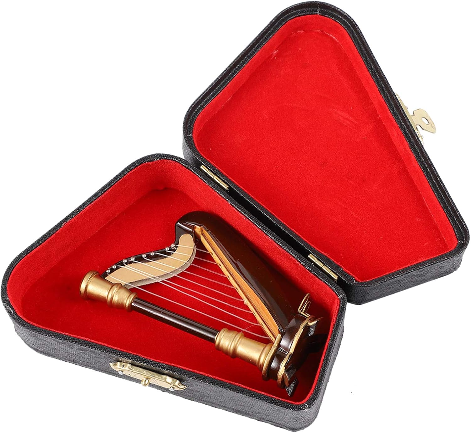 EXCEART Wooden Mini Harp Model Ornament, 9CM HandMade