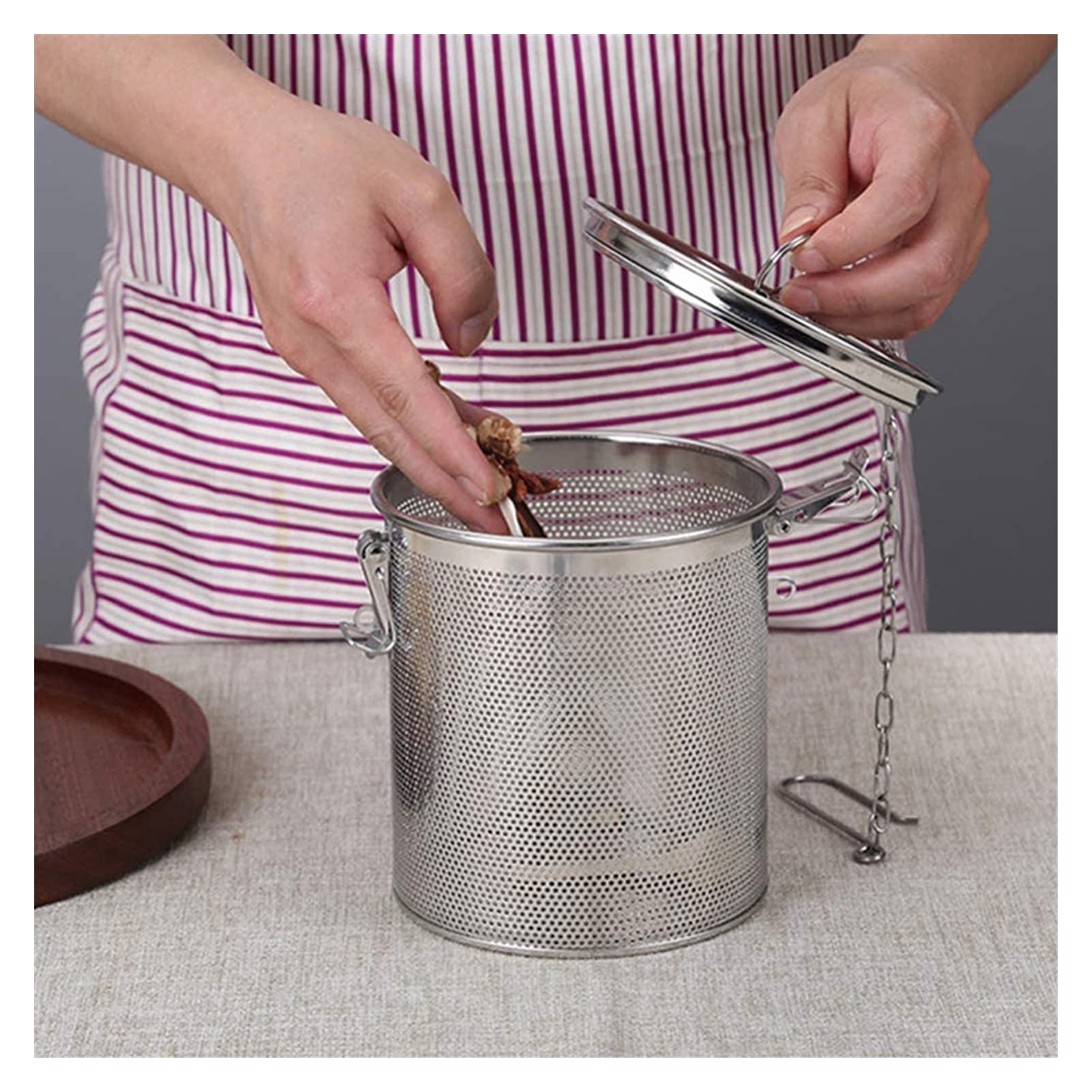 Kitchen Tools Tea Strainer Fine Mesh Cooking Infuser for Loose Leaf Leaves Seasoning Spices 16cm Tea Ball Seasoning Filter for Leaf Tea Coffee Seasoning (Silver) (Size : 14cm)