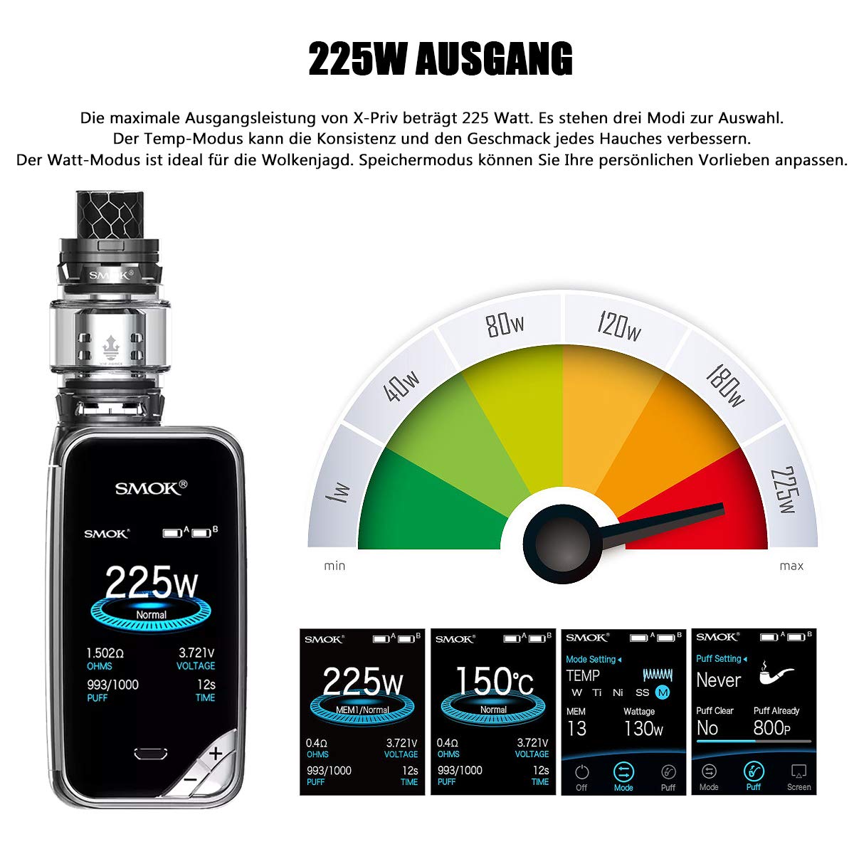 elfbar nachfüll pod läuft aus Sigaretta Elettronica, Authentic Smok 225W X Priv Kit, Vapes Starter Kit  con 8ml TFV12 Prince Tank e Colorfulscreen, senza nicotina, senza liquido  (Gun Metal) : Amazon.it: Elettronica