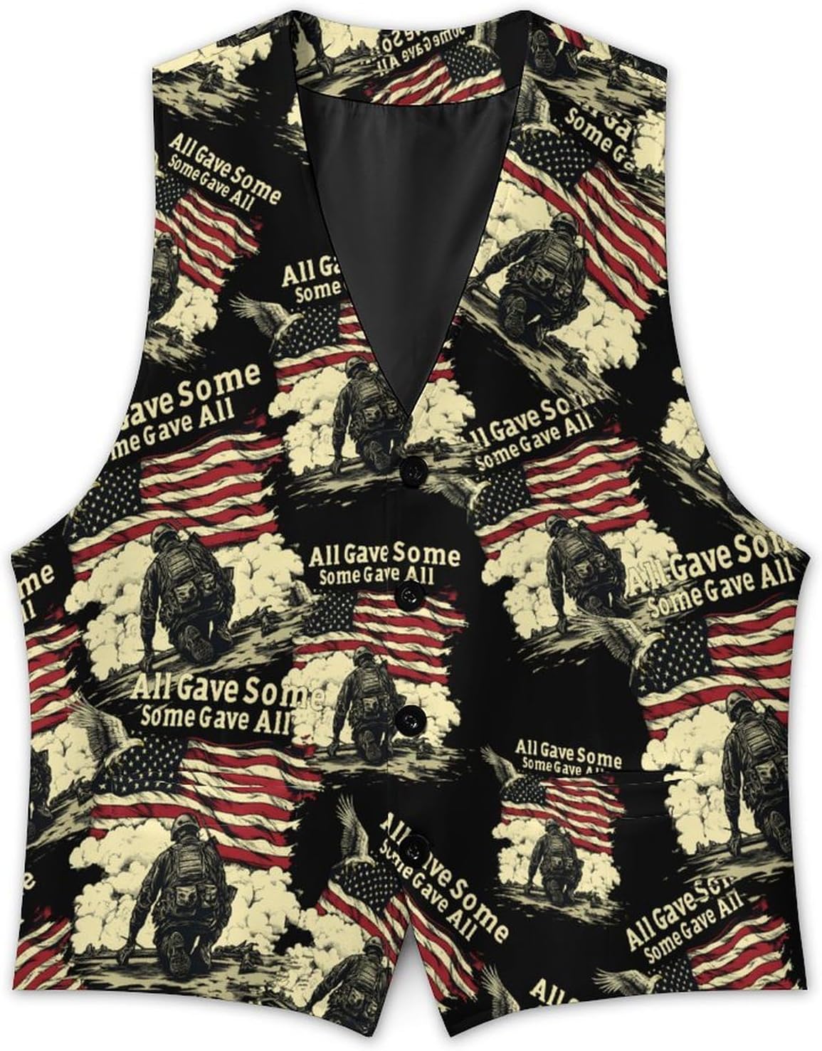 Memorial Day All Gave Some Some Gave All Suit Vest for Men Casual Business Tuxedo Slim Fit Suit Vests Lightweight Waistcoat