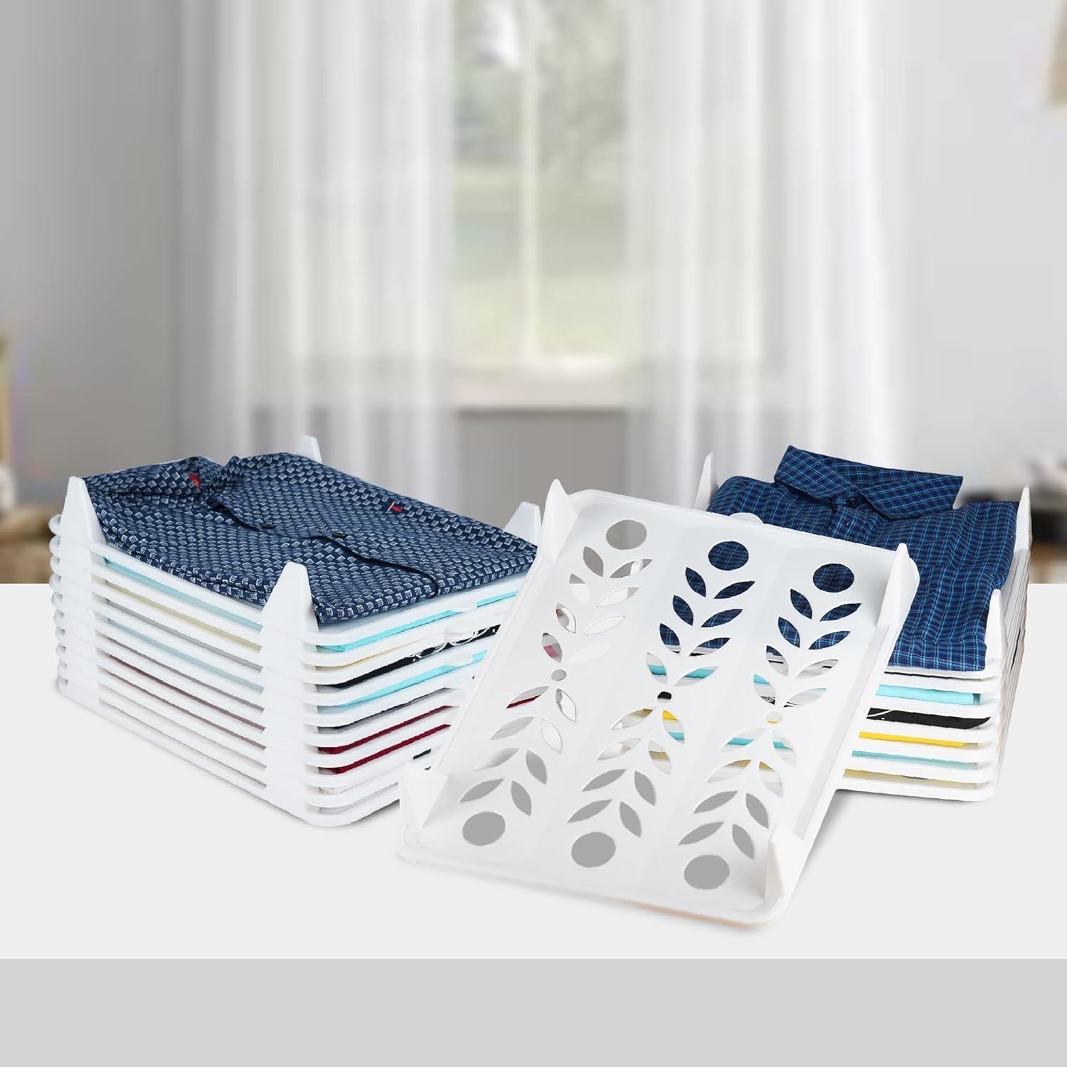 mechdel Clothes Organizer for Wardrobe Cupboard Organizer for Clothes Foldable & Stackable Closet Organizer Drawer Organizer for Clothes (Closet Tray-Premium, 10PCS)