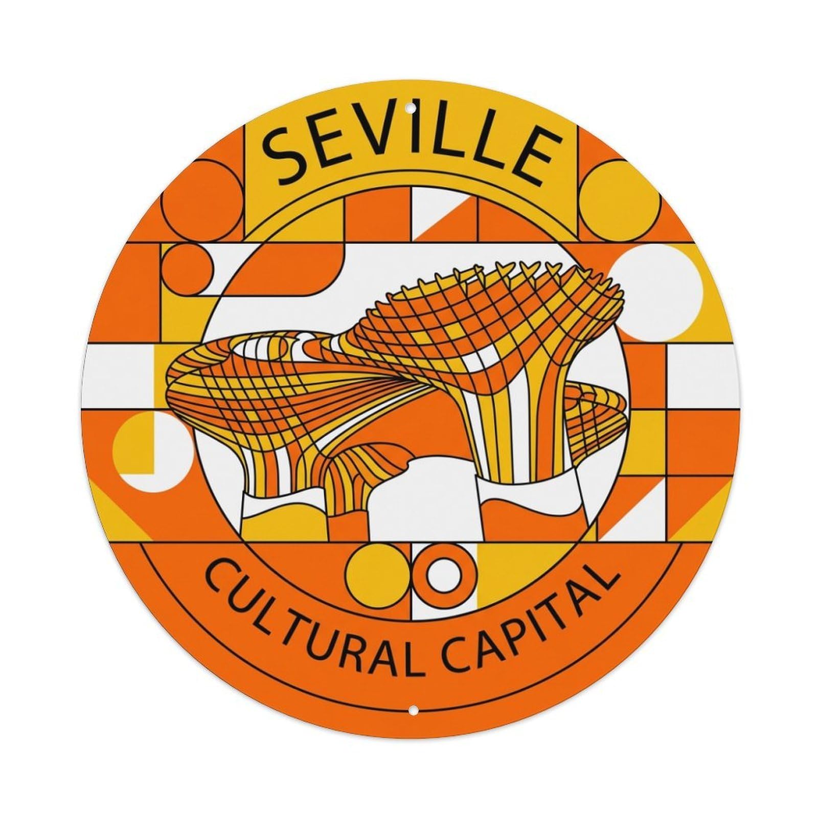 Vintage Travel Seville Spain View Vintage Metal Tin Sign Plaque Wall Decor for Cafe, Club Bar, Office, Garden Metal Poster 8x8Inch