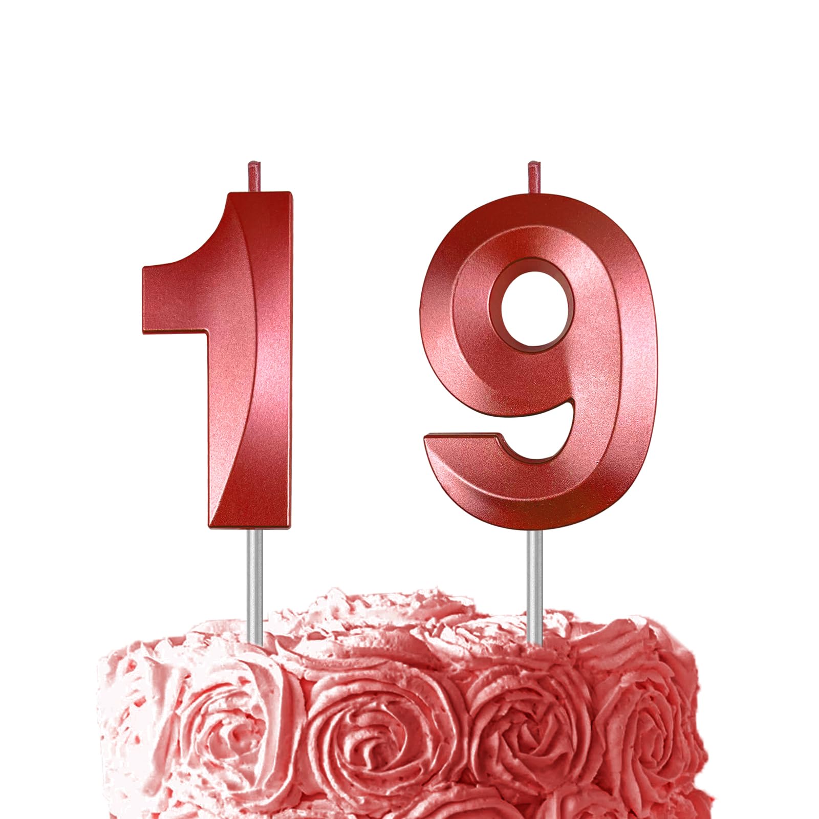 Red Birthday Number 19 Candles for Wedding Party Cake Decorations
