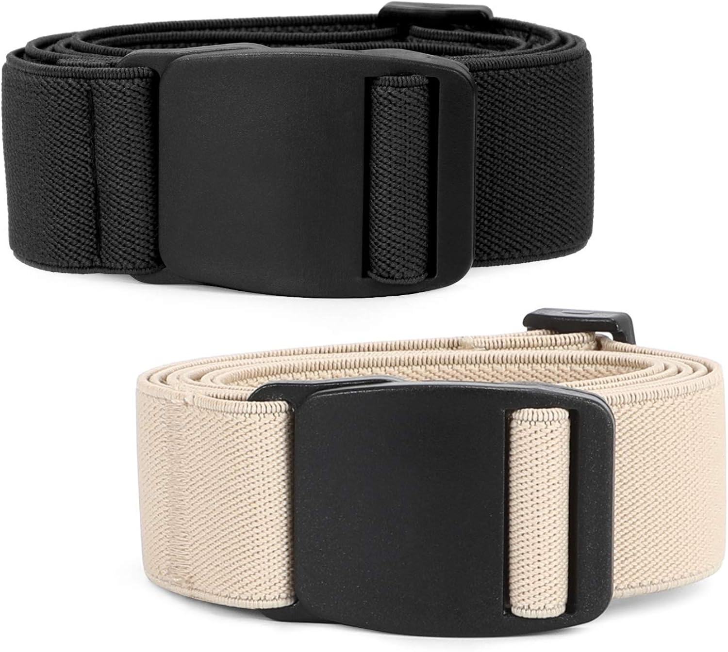 XZQTIVE Men's No Show Elastic Stretch Belt Invisible Casual Web Belt Quick Release Flat Plastic Buckle