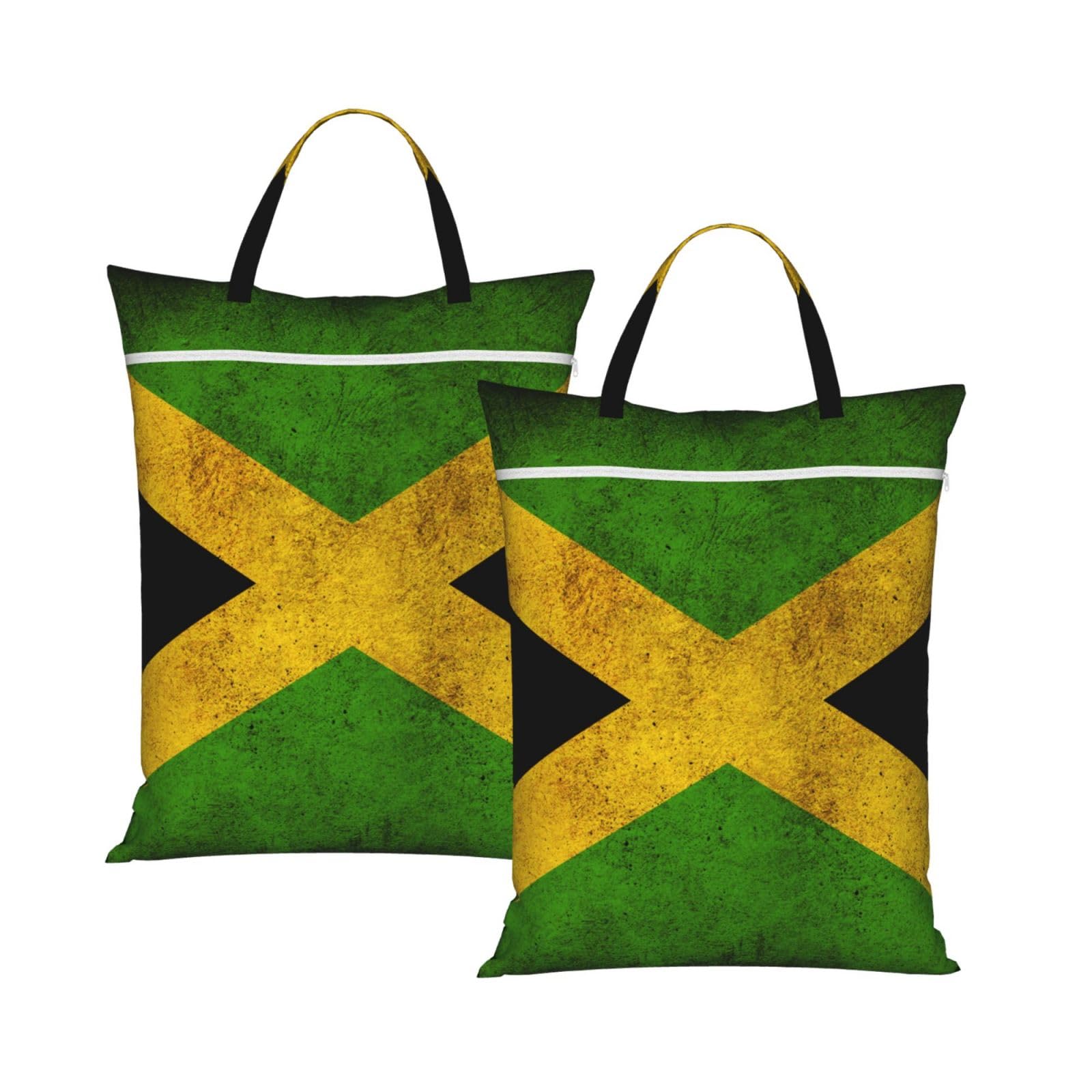 Yfsgdlbn 2Pcs Old Jamaican Flag Printed Travel Dirty Laundry Bag Clothes Pack Storage Basket Bag