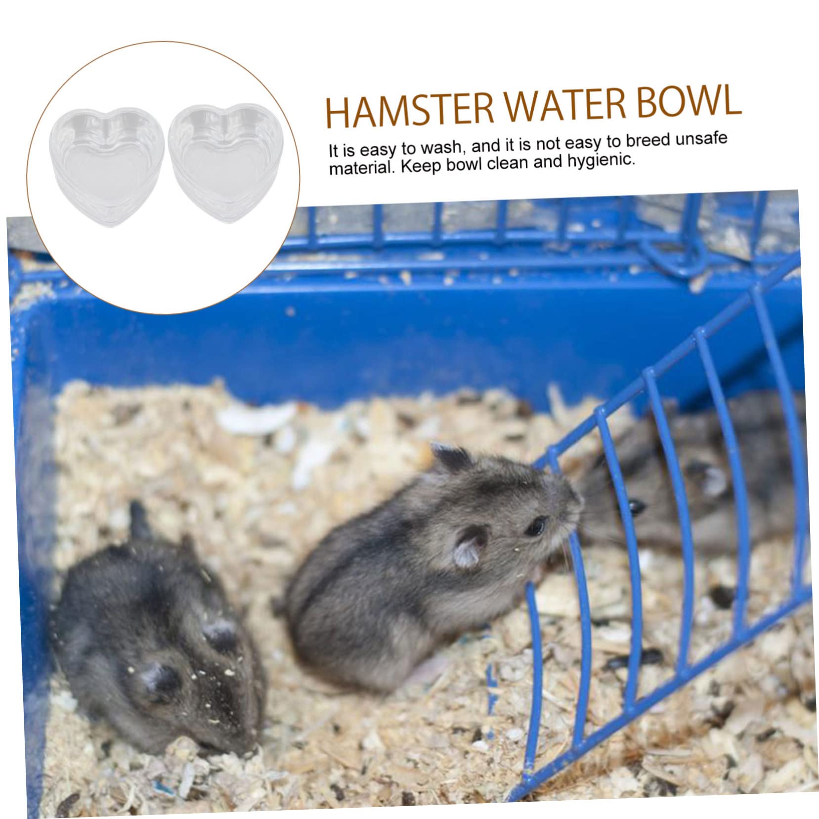 VANZACK 8piezas Tazón Transparente para Hámster y Chinchilla Antideslizante y De Limpiar para Comida y Agua De Roedores