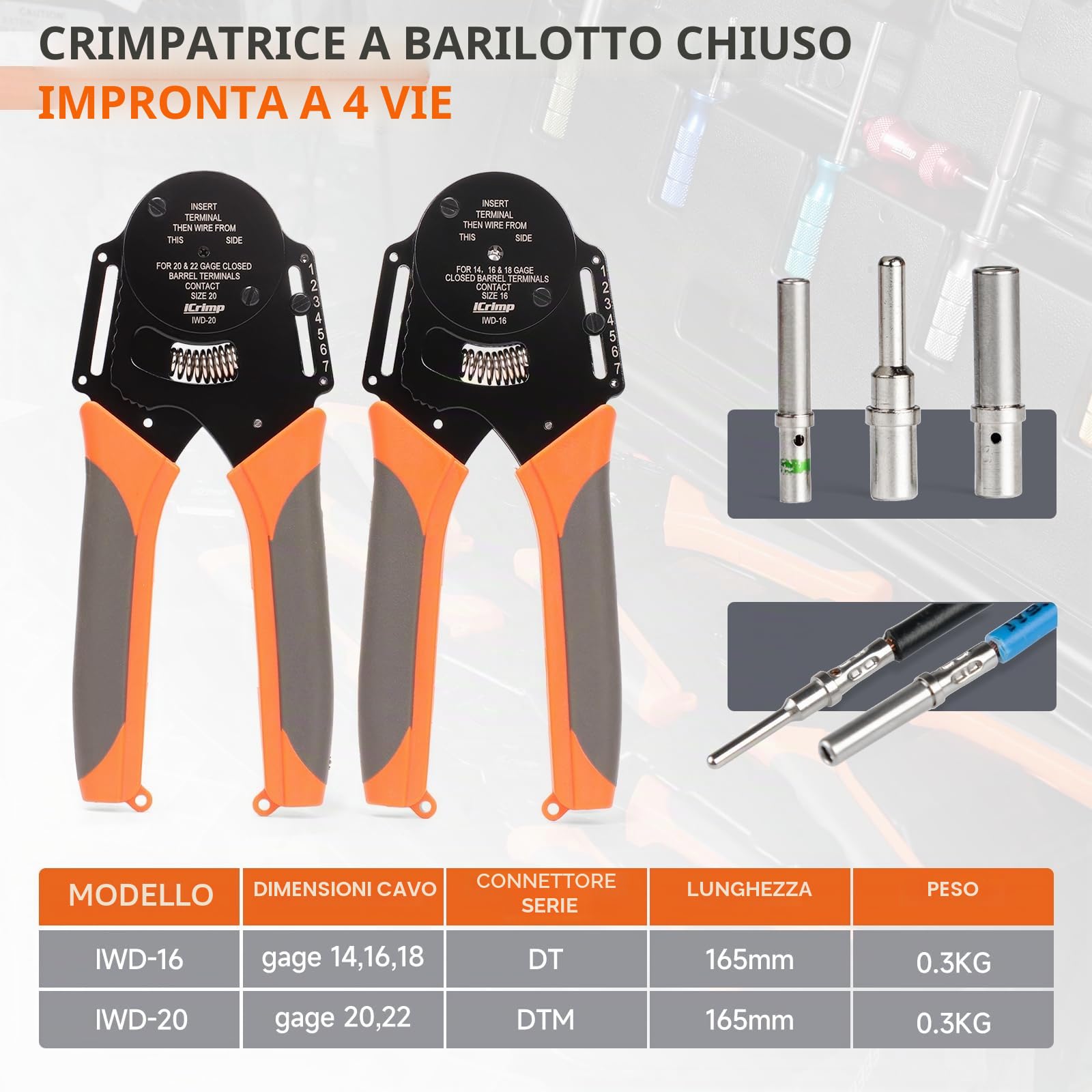 iCrimp KIT-DC02 - Kit di strumenti di crimpatura per connettori tedeschi e terminali Weather Pack con strumenti per la rimozione dei connettori