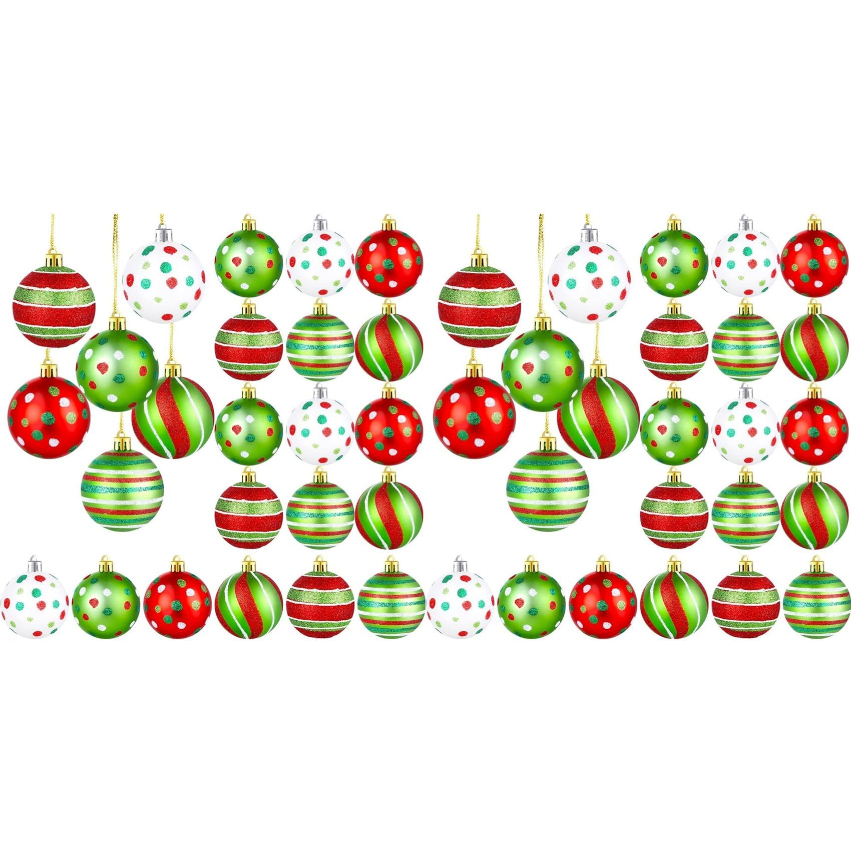 Vjsujehgy 48 Pcs Christmas Tree Ball Ornaments 2.4 Inch Glittering Plastic Hanging Decorations for Xmas Decor