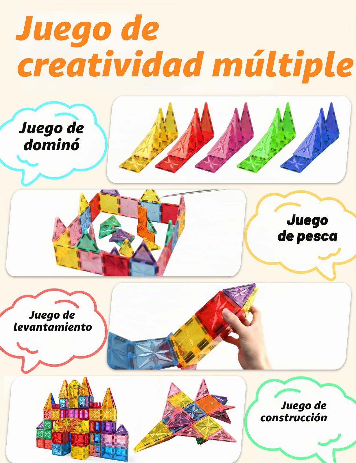 Bloques Magnéticos Construcción Niños 100 Piezas, Piezas Magnéticas Niños para Construir Castillos y Coches, Juguetes Educativos Creativos con Magnetic Blocks