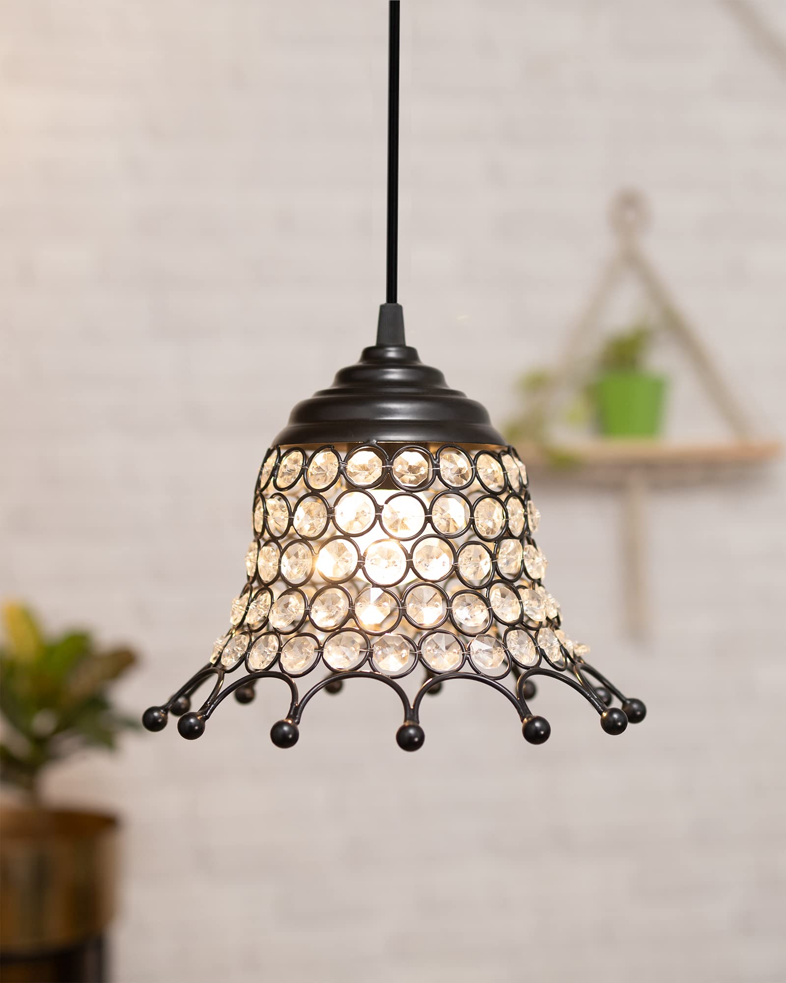 Homesake® Glossy Hanging Crystal Pendant Light, Adjustable Pendant Light Fixture for Kitchen Dining Room Bedroom, E27 Bulb Base with Bulb (Black Umbrella) (B0BBNBSW9H) Amazon Price History, Amazon Price Tracker
