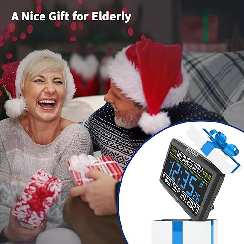 Miniatura 6 de DreamSky Reloj digital con fecha y día de la semana para personas mayores, colorido reloj con calendario de pantalla grande para ancianos, demencia,