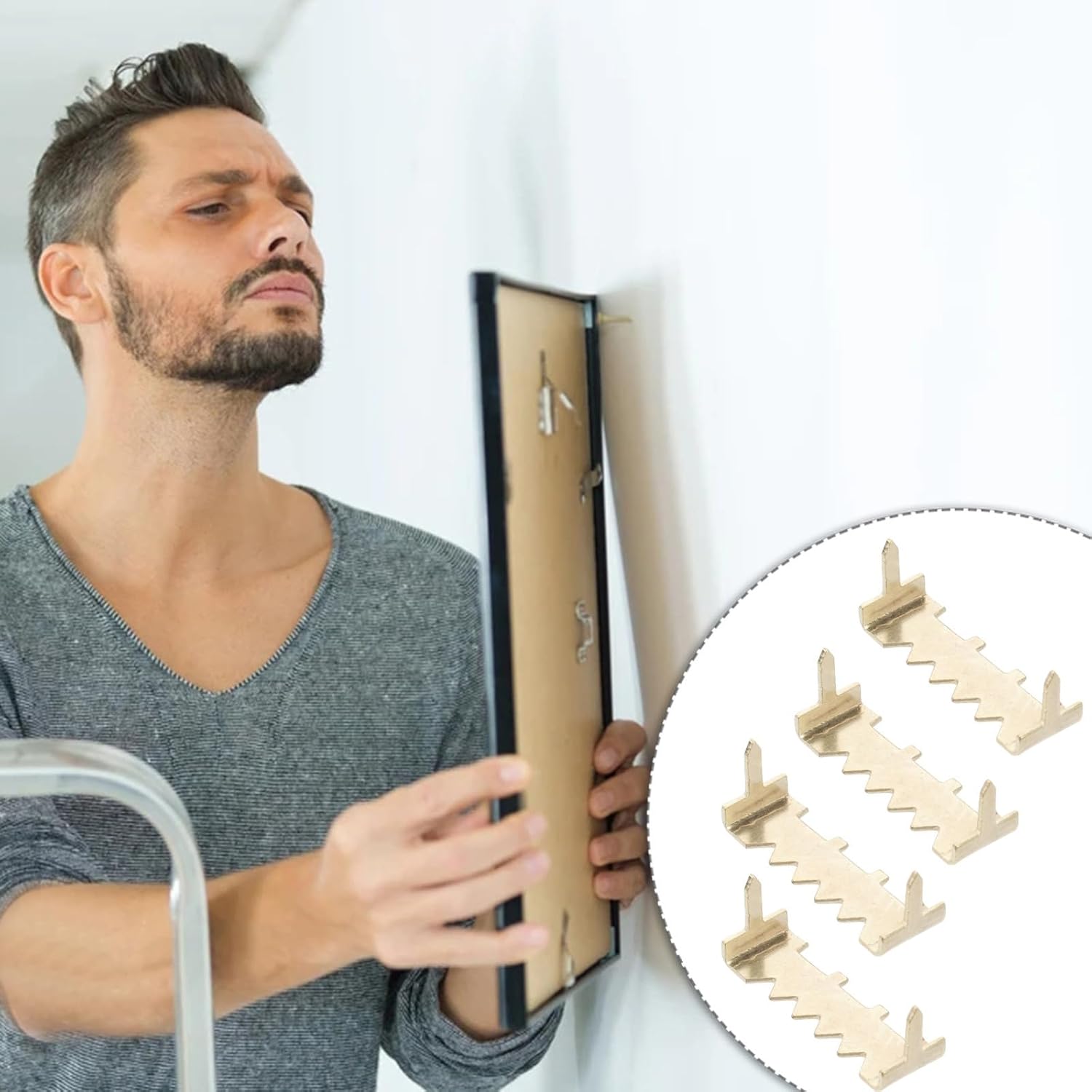 BESTonZON 200pcs Saw Tooth Picture Hangers for Photo Frames and Canvas Art Metal Wall Hooks with Reliable Support No Nails Wall Hanging Easy to Install Frame Hanging Hardware