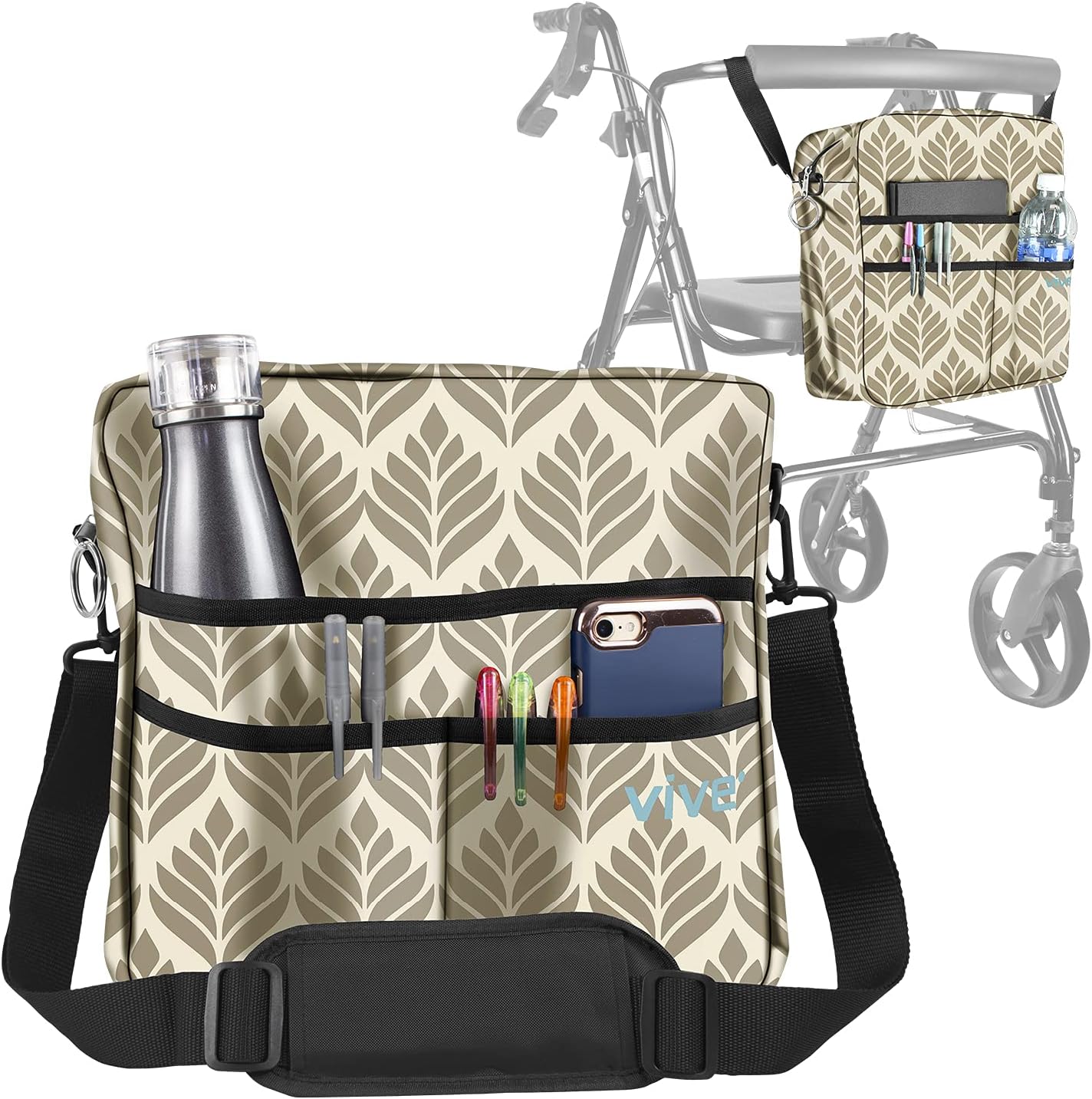 Vive Rollator Bag - Universal Travel Tote for Carrying Accessories on Wheelchair, Rolling Walkers, Transport Chairs, Mobility Scooters - Lightweight Handicap Medical Mobility Aid - for Women, Seniors : Health & Household