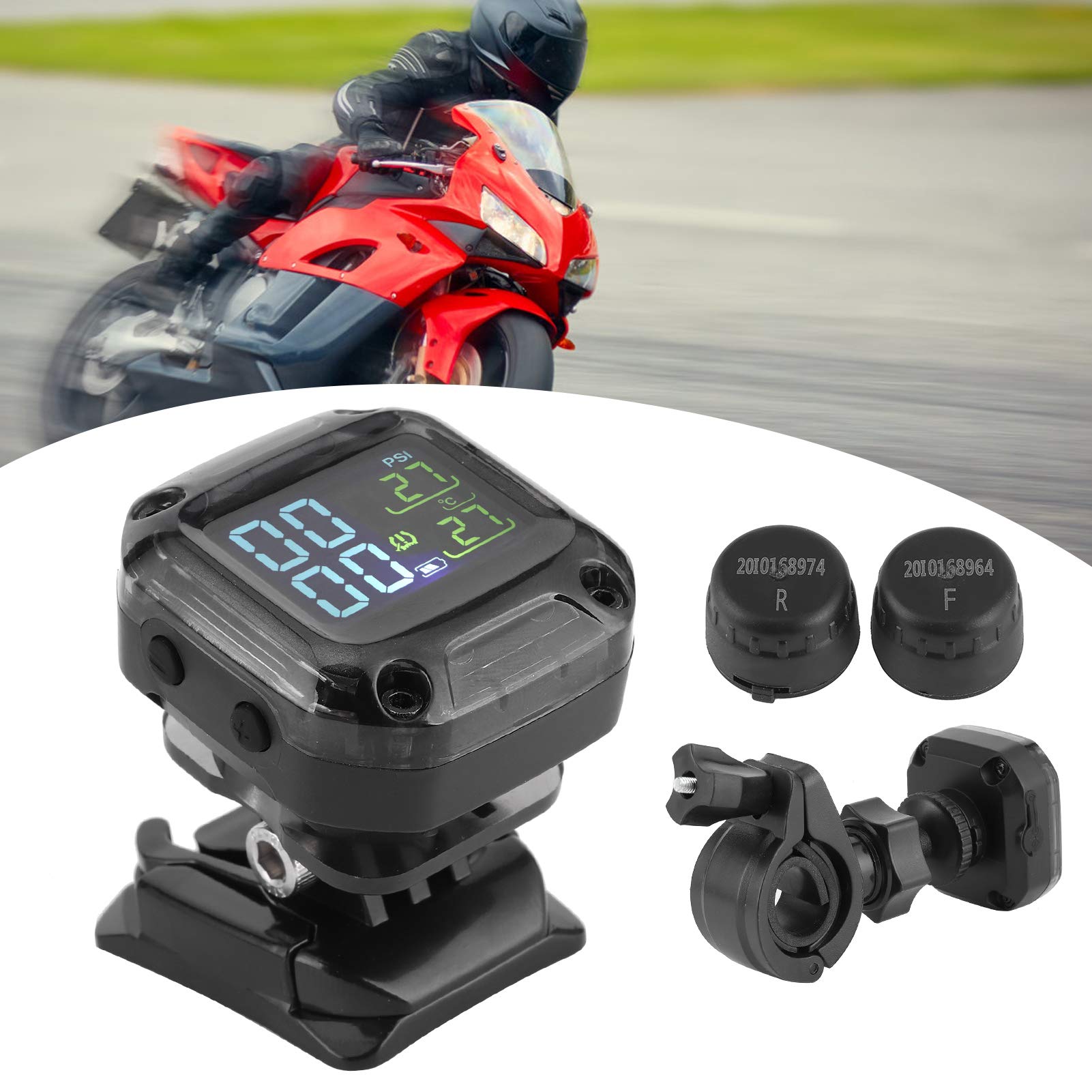 Auto Externer TPMS -Sensor, Drahtloses Motorrad TPMS Echtzeit -Reifendrucküberwachungssystem Hohe Genauigkeit mit 2 Sensoren