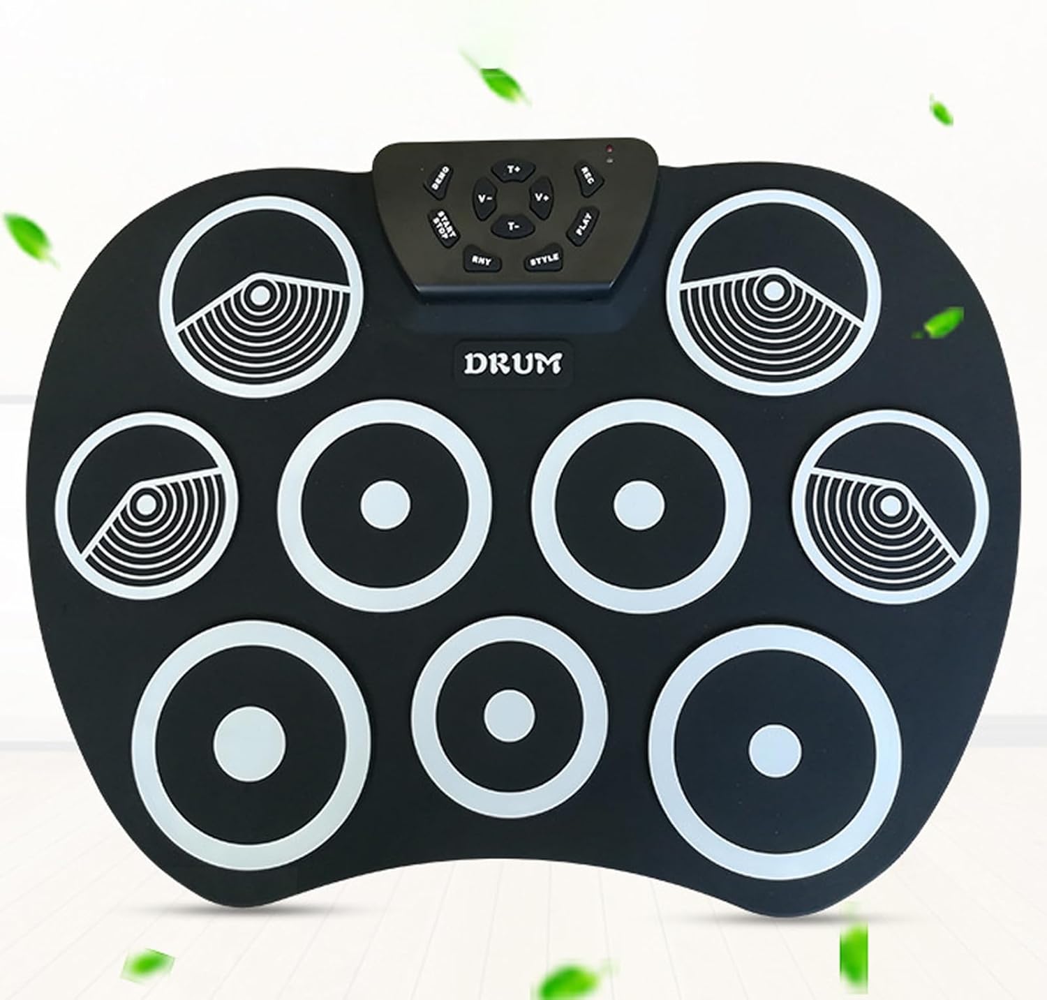 Electronic Drum Pads, 9 Pads Rolls up Practice Drum Set Built-in Speakers & Headphone Socket, Drum Stick and Drum Pedal