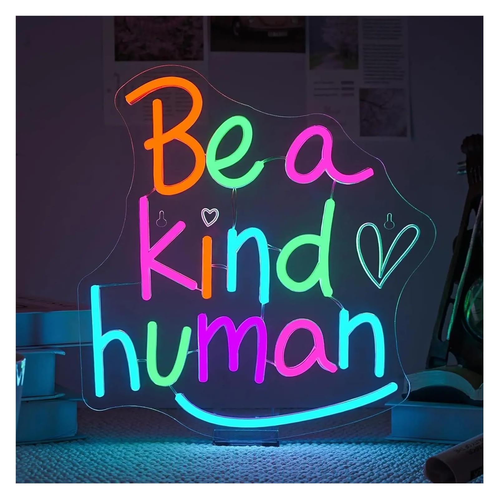 Insegna al Neon Insegna Al Neon A Per Decorazioni Murali Be A Kind Human Con Alimentazione USB Dimmerabile Per Decorazioni Per Feste In Casa, Aule, 33x33.5cm