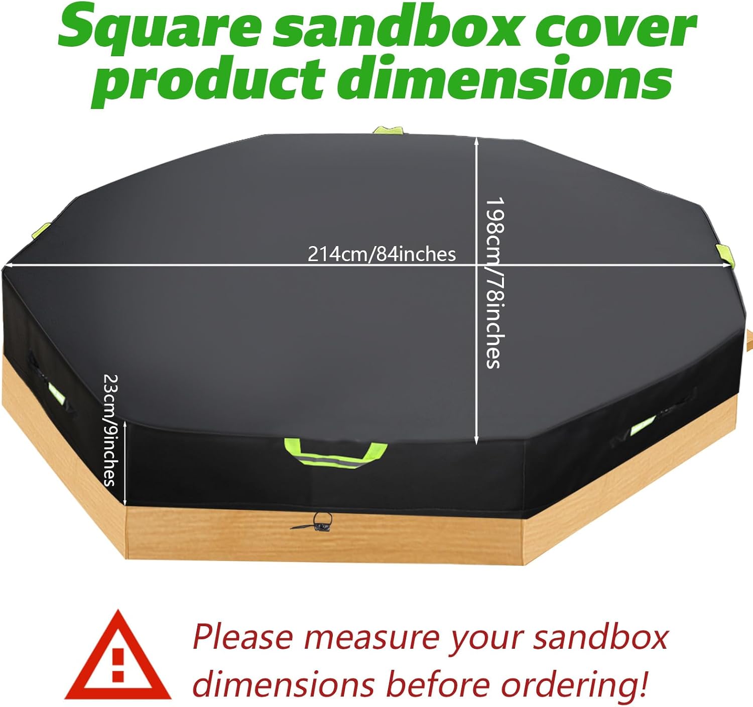 Octagon Sandbox Cover, 420D Oxford Cloth Windproof Sand Box Pit with Cover Waterproof Outdoor Sandpit Lid Protection for Kids Protect Sand and Toys, 84x78x9 Inch