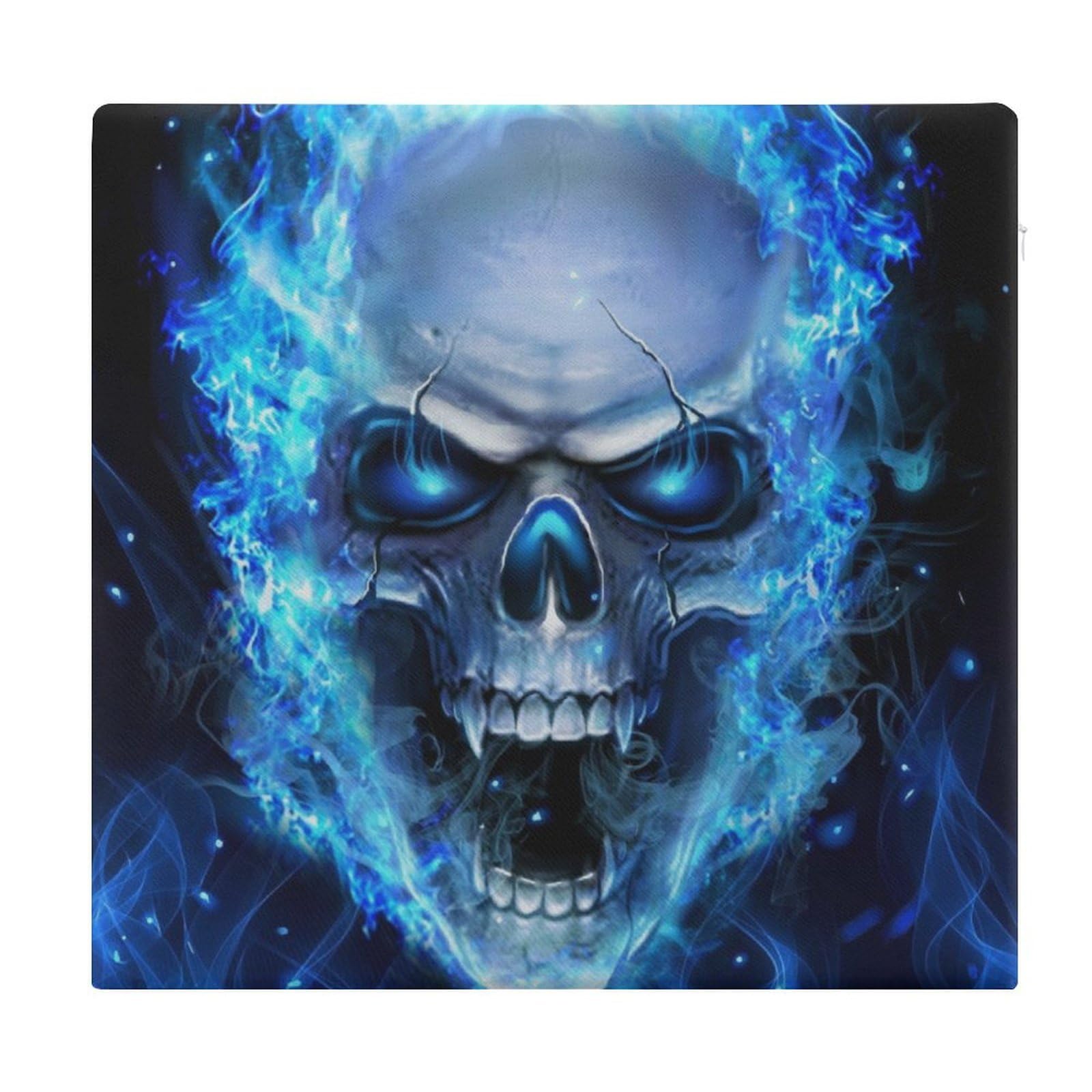 JZemdybill Chair Pad, D Print Blue Skull Seat Pad, Square Chair Cushion for Yoga Living Room Balcony