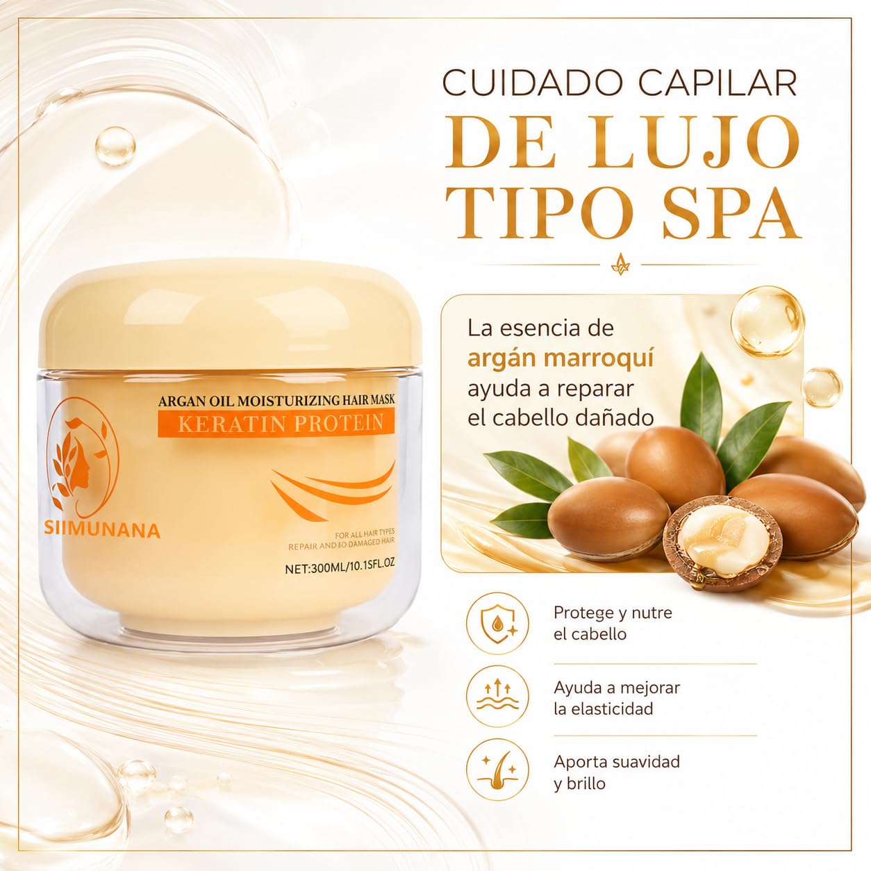 Aomimegel Mascarilla - Mascarilla Pelo Con Aceite De Argán Y Queratina Para Cabello Seco Y Dañado Uso Diario (2 PCS)