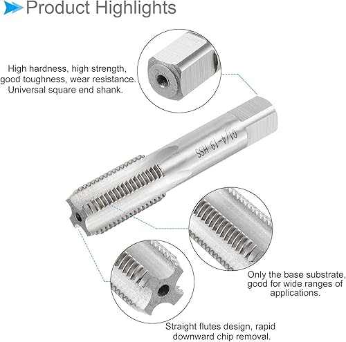 Miniatura 4 de Grifos de fresado de rosca, rosca G14-19 H2, máquina de acero de alta velocidad 6542, herramienta de roscado de tornillos de 4 flautas rectas -
