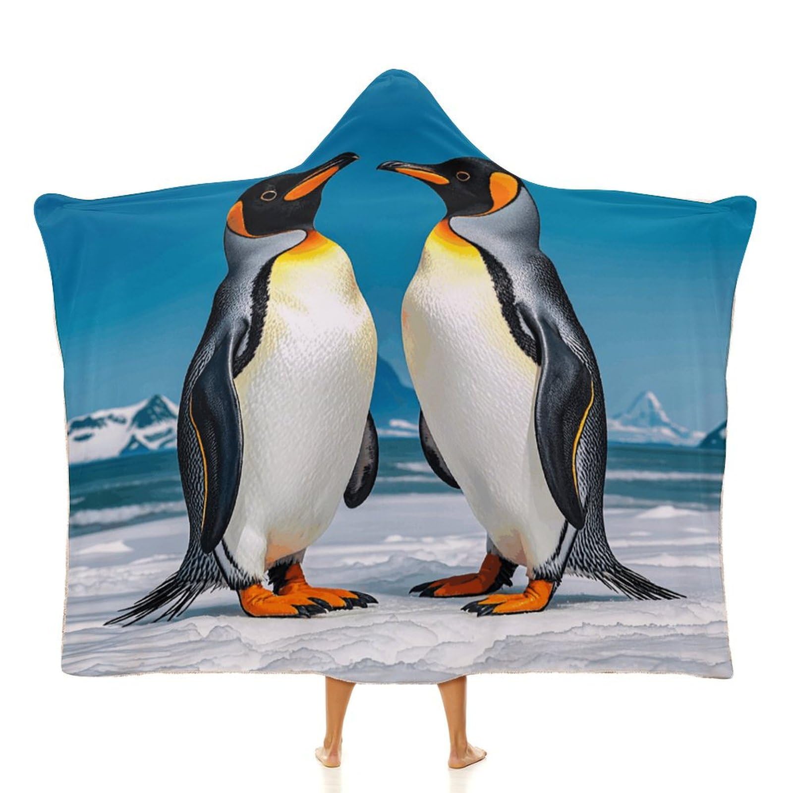Couverture à capuche pingouins anti-froid pour bureau et canapé